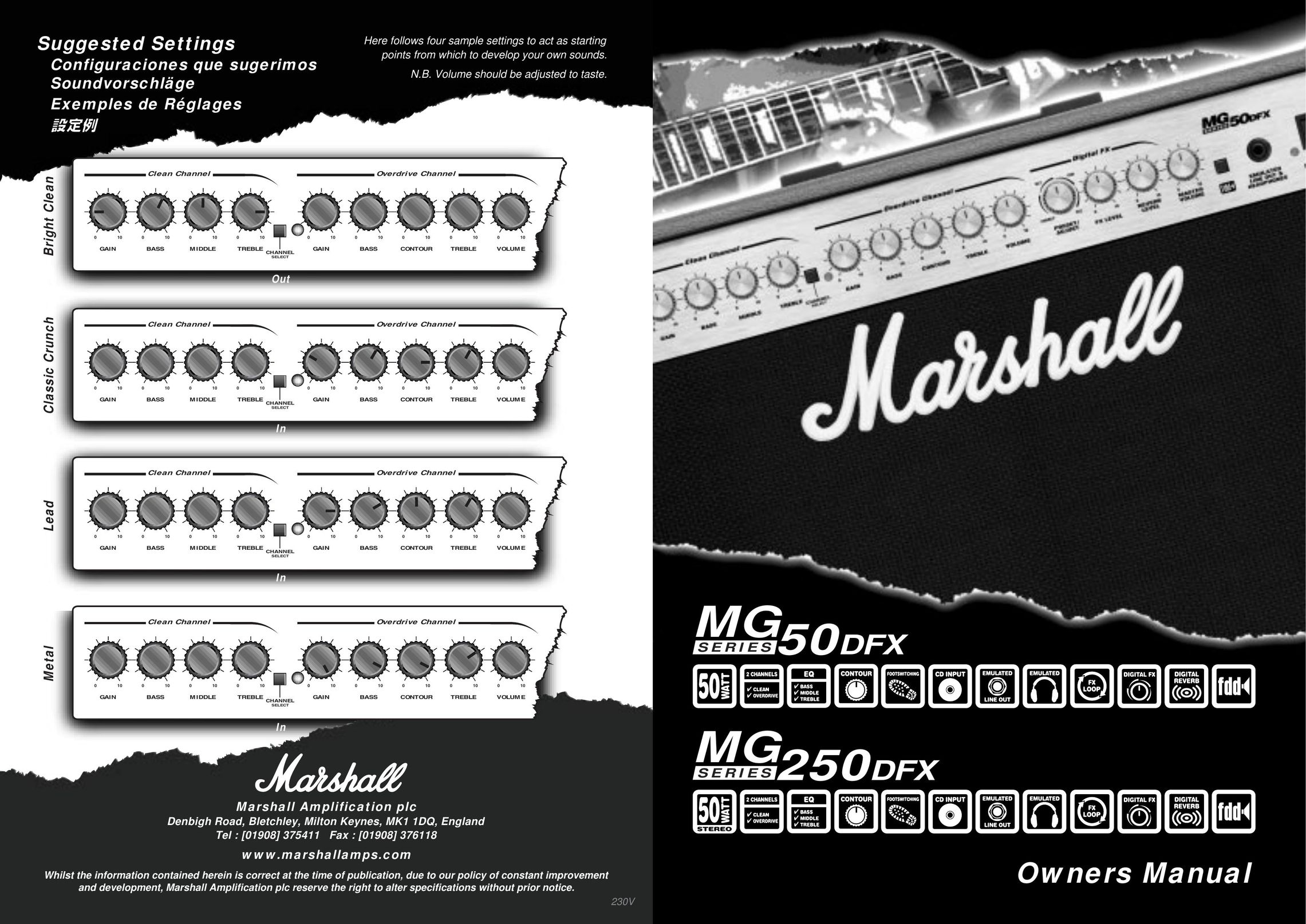 Marshall Amplification MG250DFX Stereo Amplifier User Manual