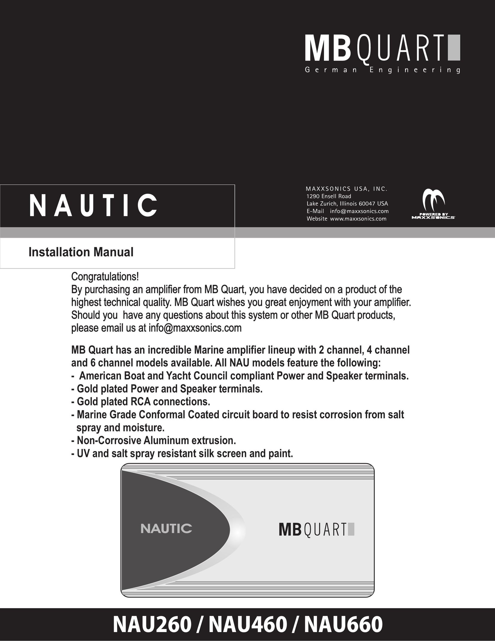 MB QUART NAU260 Stereo Amplifier User Manual