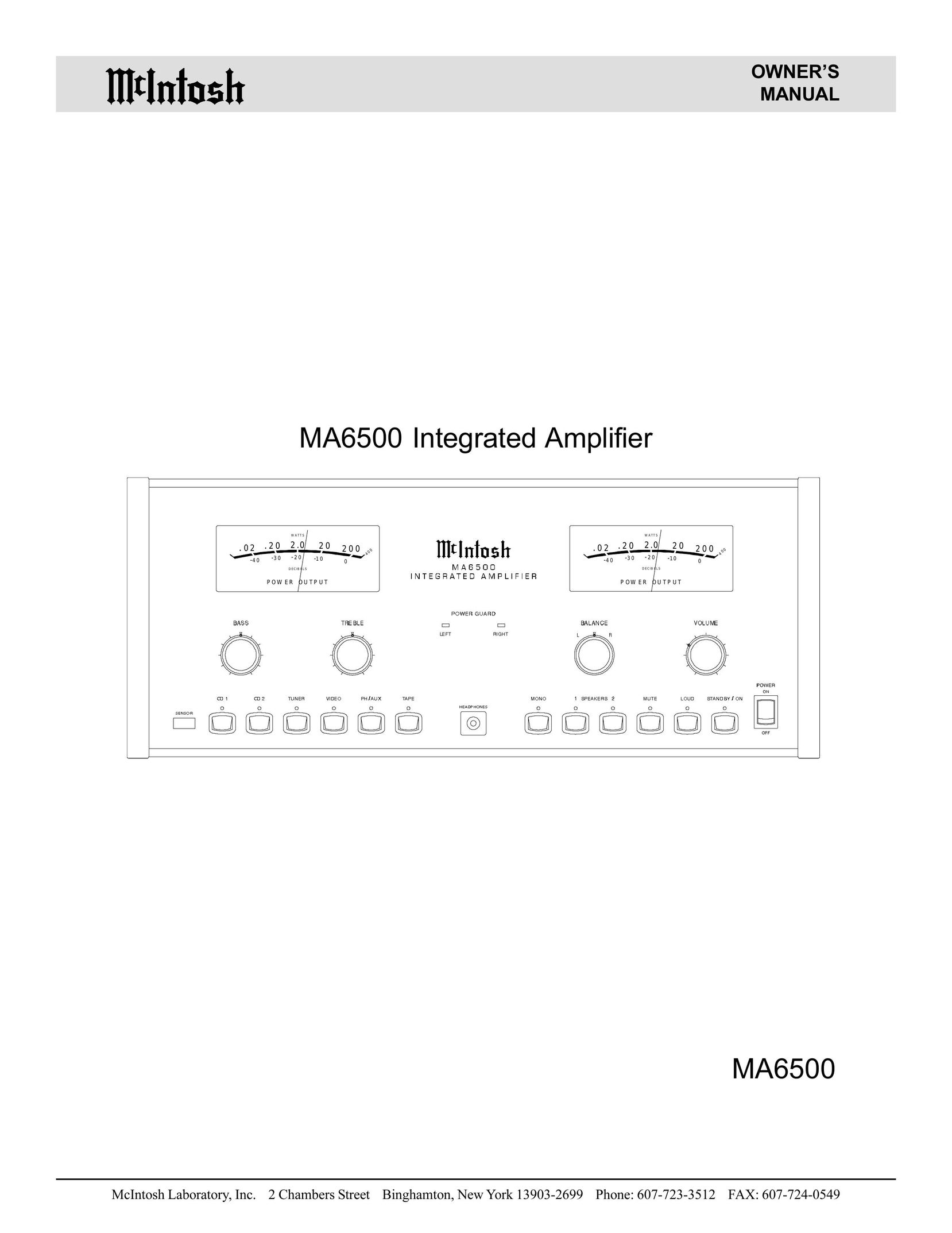 McIntosh MA6500 Stereo Amplifier User Manual