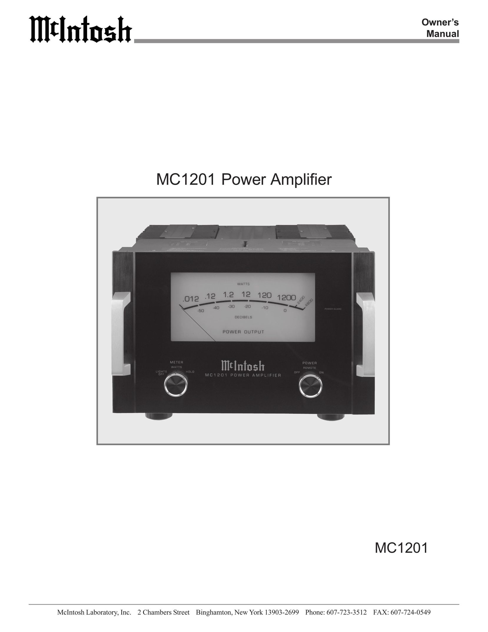 McIntosh MC1201 Stereo Amplifier User Manual