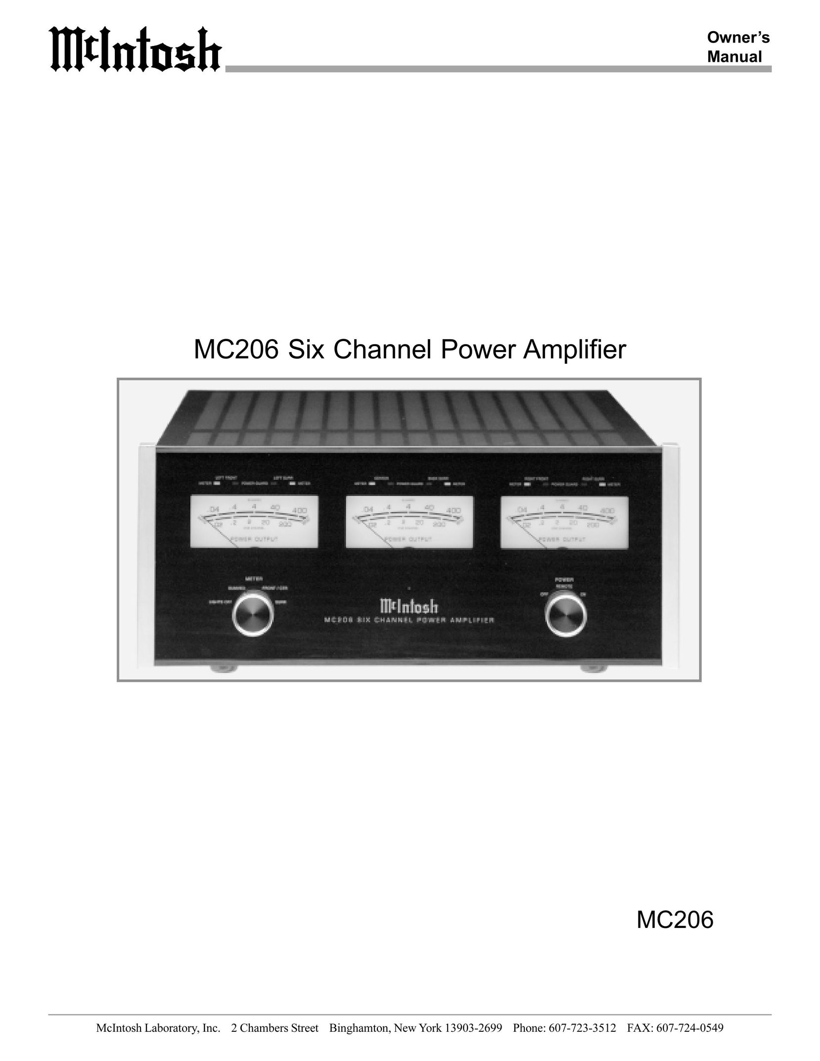 McIntosh MC206 Stereo Amplifier User Manual
