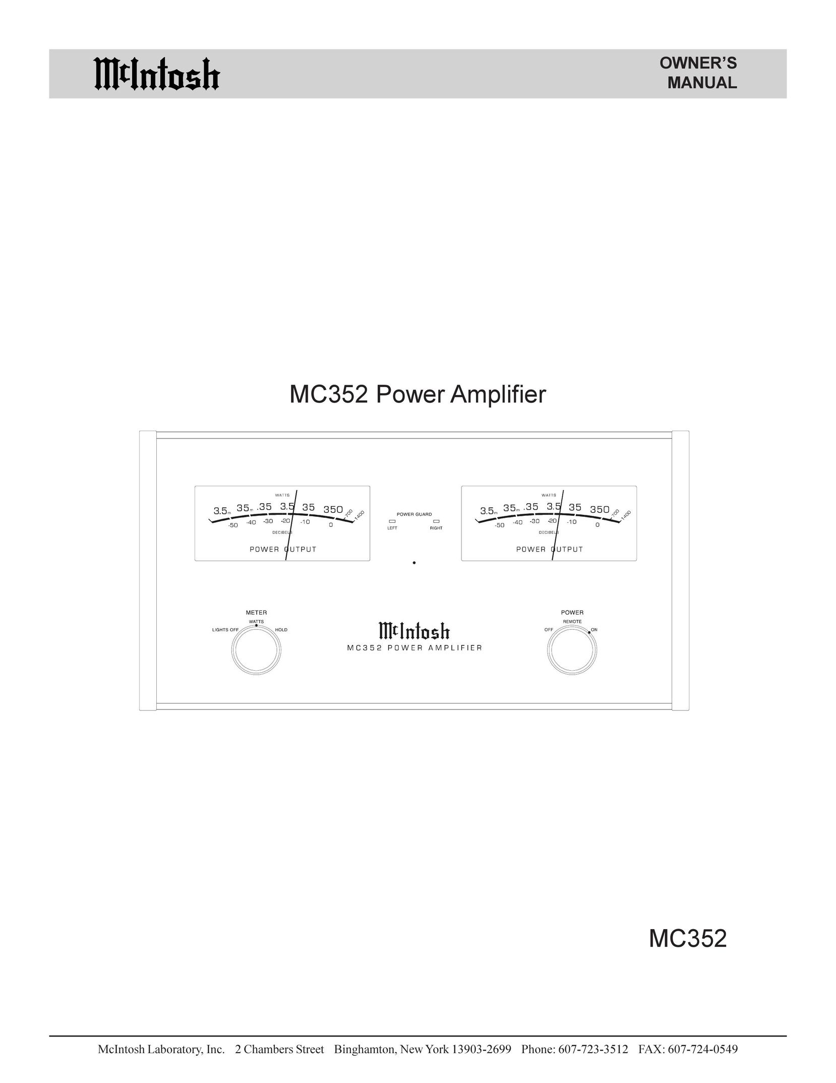 McIntosh MC352 Stereo Amplifier User Manual