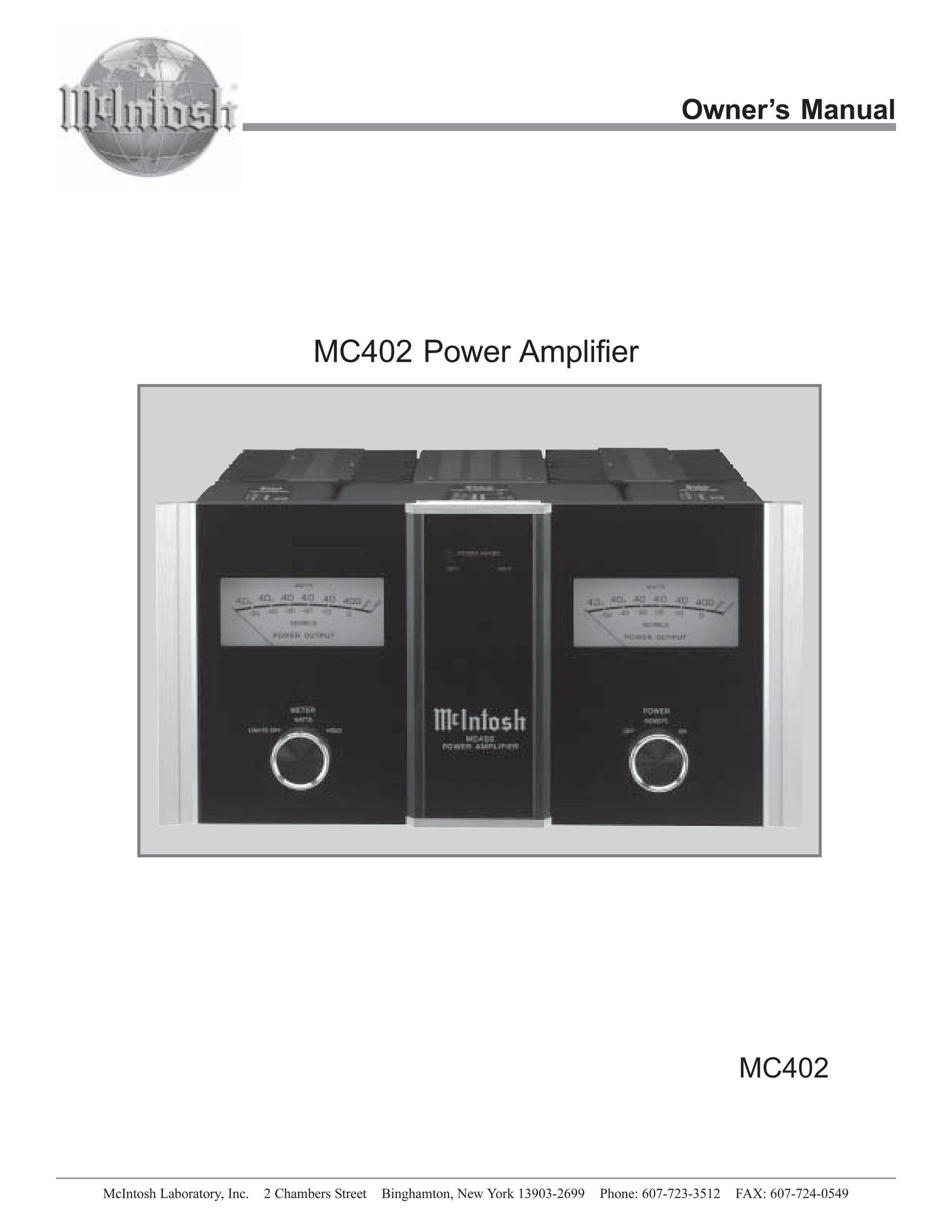 McIntosh MC402 Stereo Amplifier User Manual
