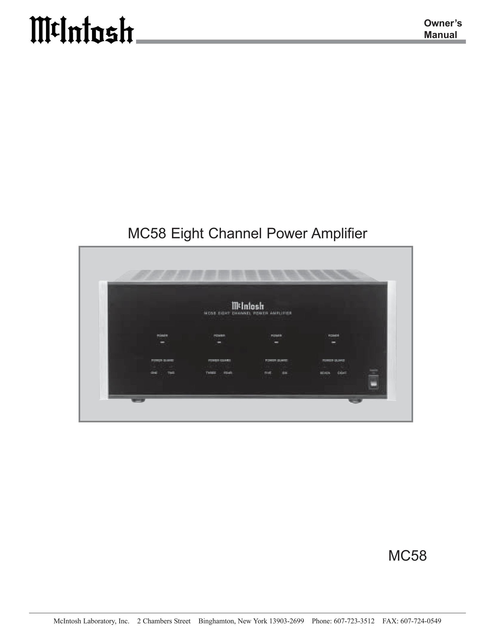 McIntosh MC58 Stereo Amplifier User Manual