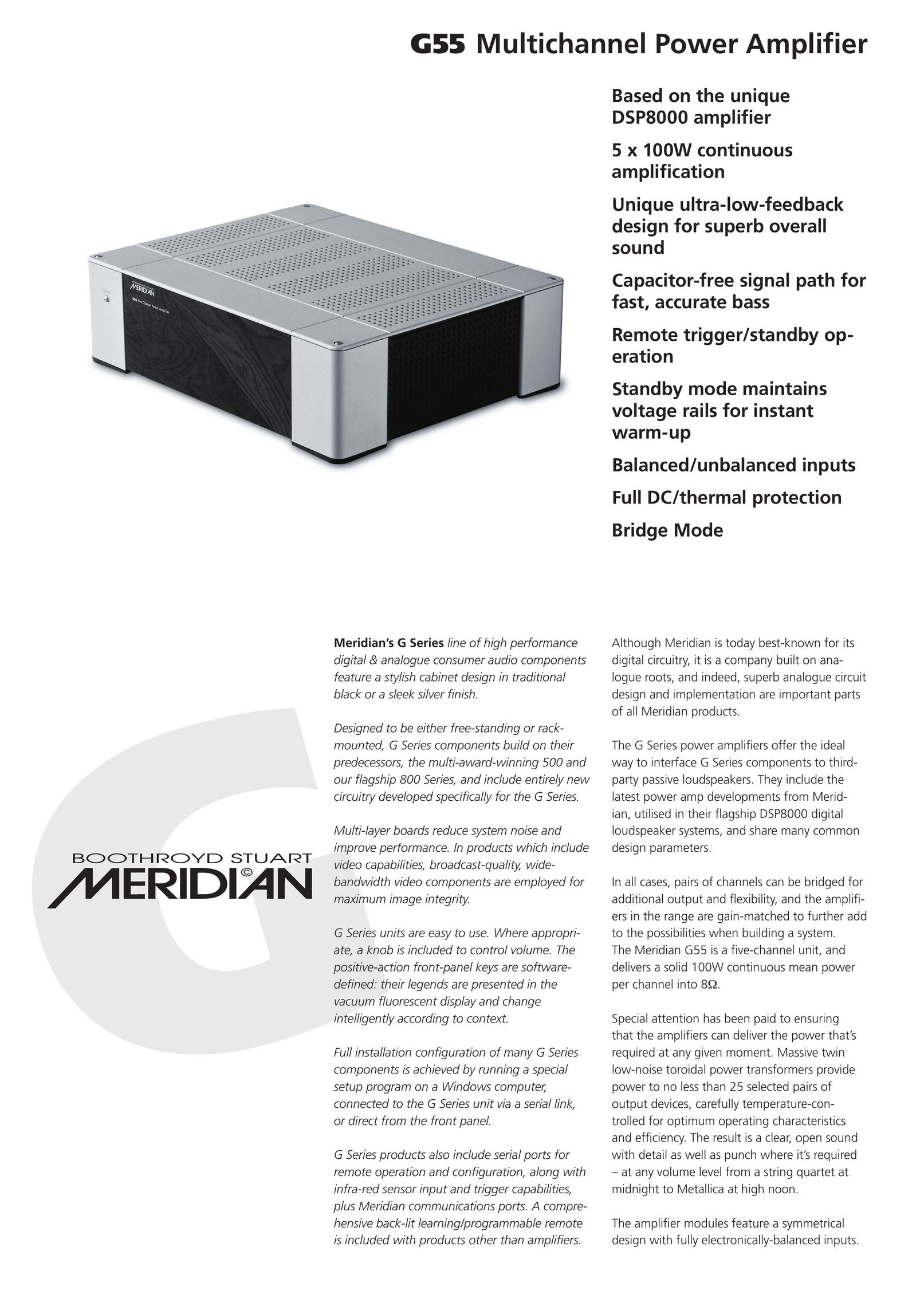 Meridian America G55 Stereo Amplifier User Manual