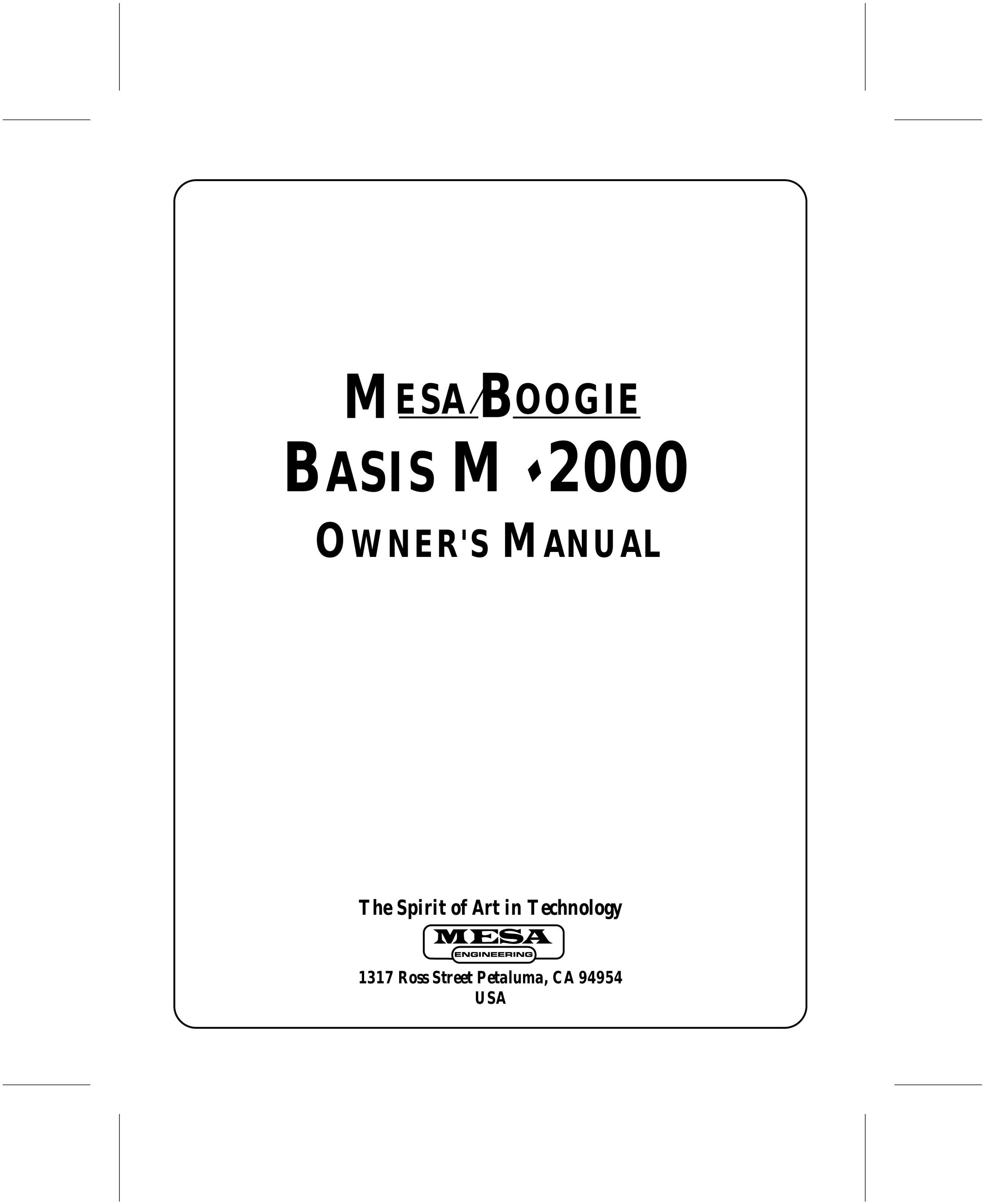Mesa/Boogie M 2000 Stereo Amplifier User Manual