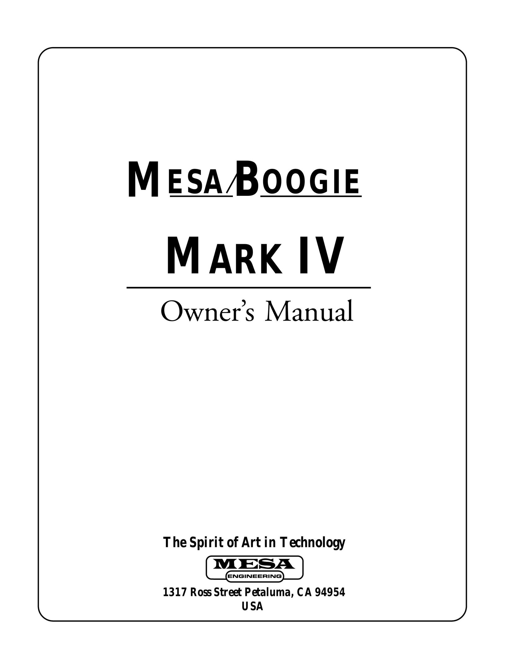 Mesa/Boogie Mark IV Amplifier Stereo Amplifier User Manual