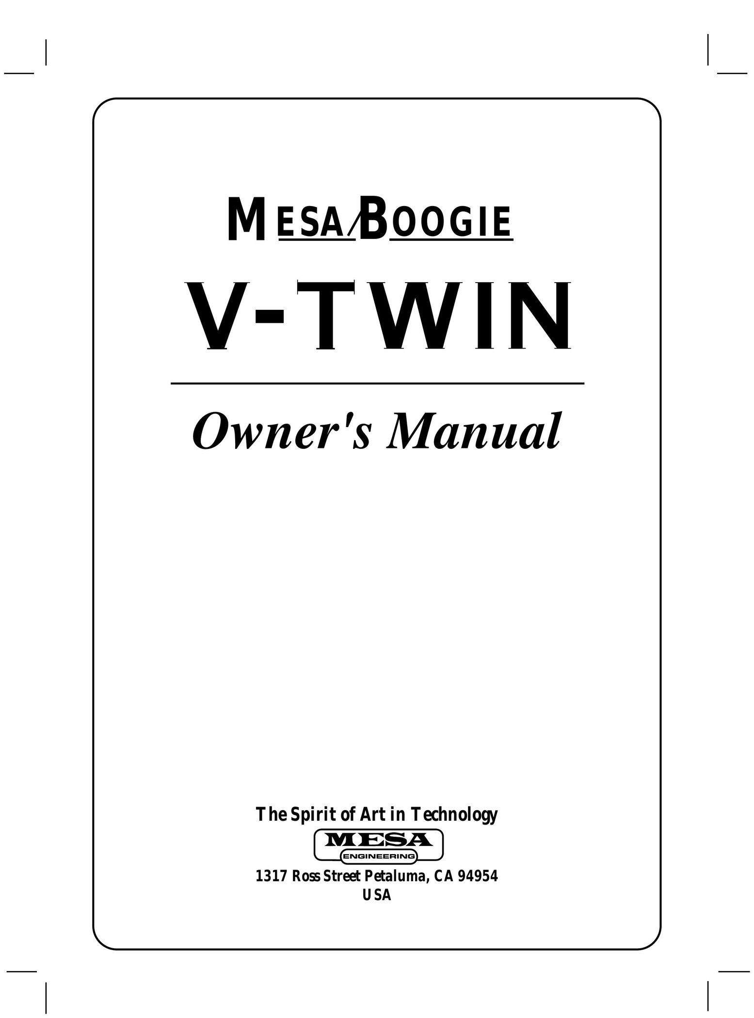Mesa/Boogie V-TWIN Stereo Amplifier User Manual