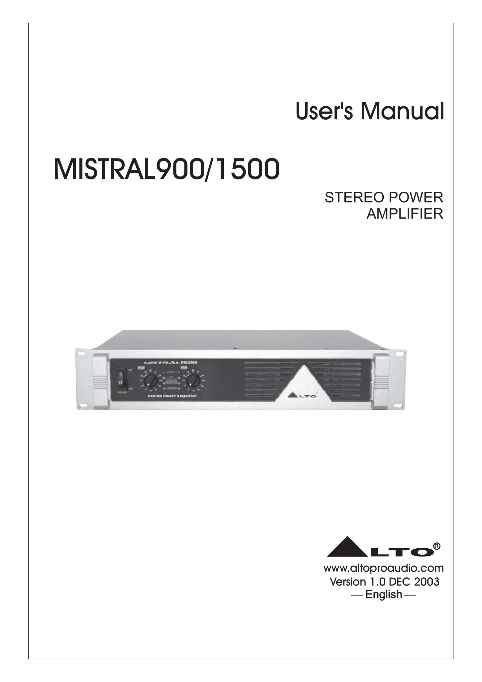 Mistral 900/1500 Stereo Amplifier User Manual