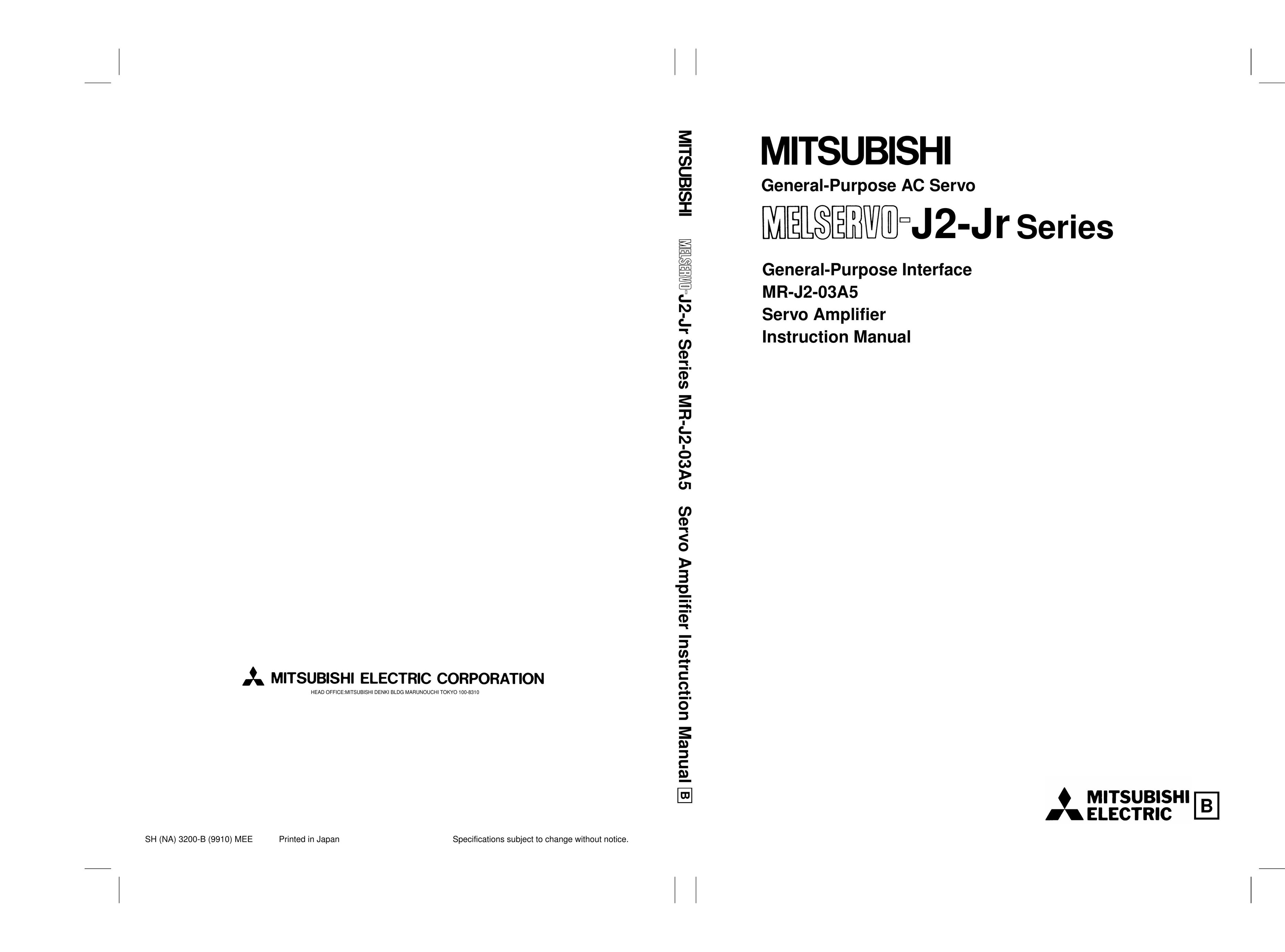 Mitsubishi Electronics MR-J2-03A5 Stereo Amplifier User Manual