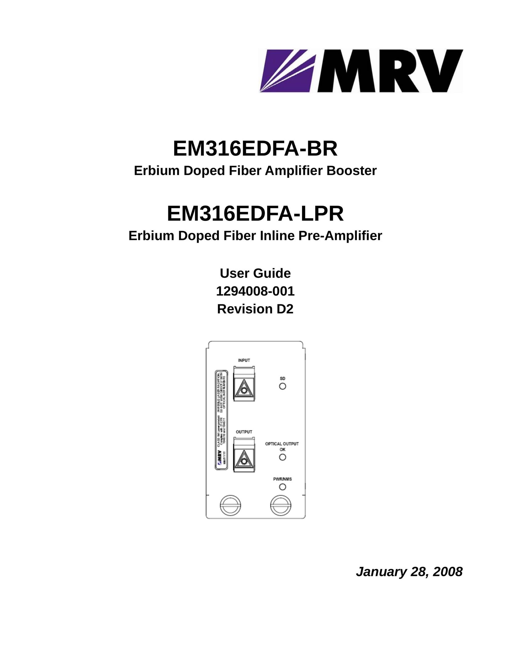 MRV Communications EM316EDFA-LPR Stereo Amplifier User Manual