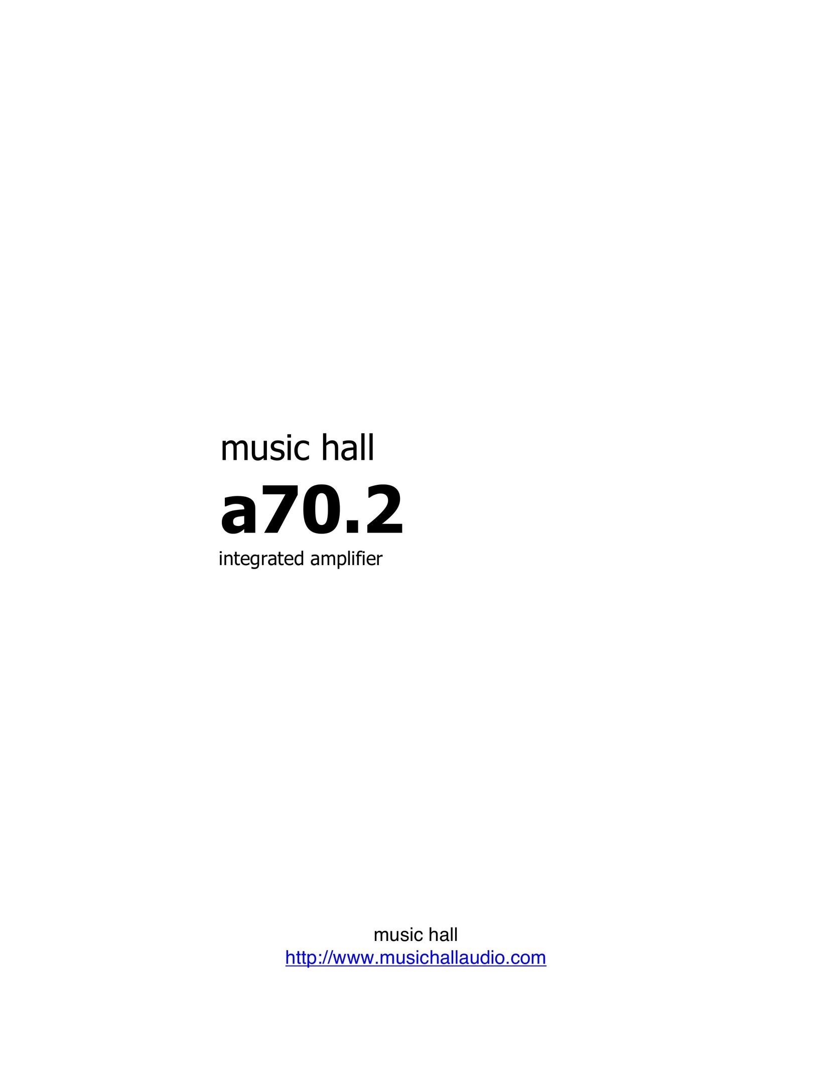 Music Hall A70.2 Stereo Amplifier User Manual