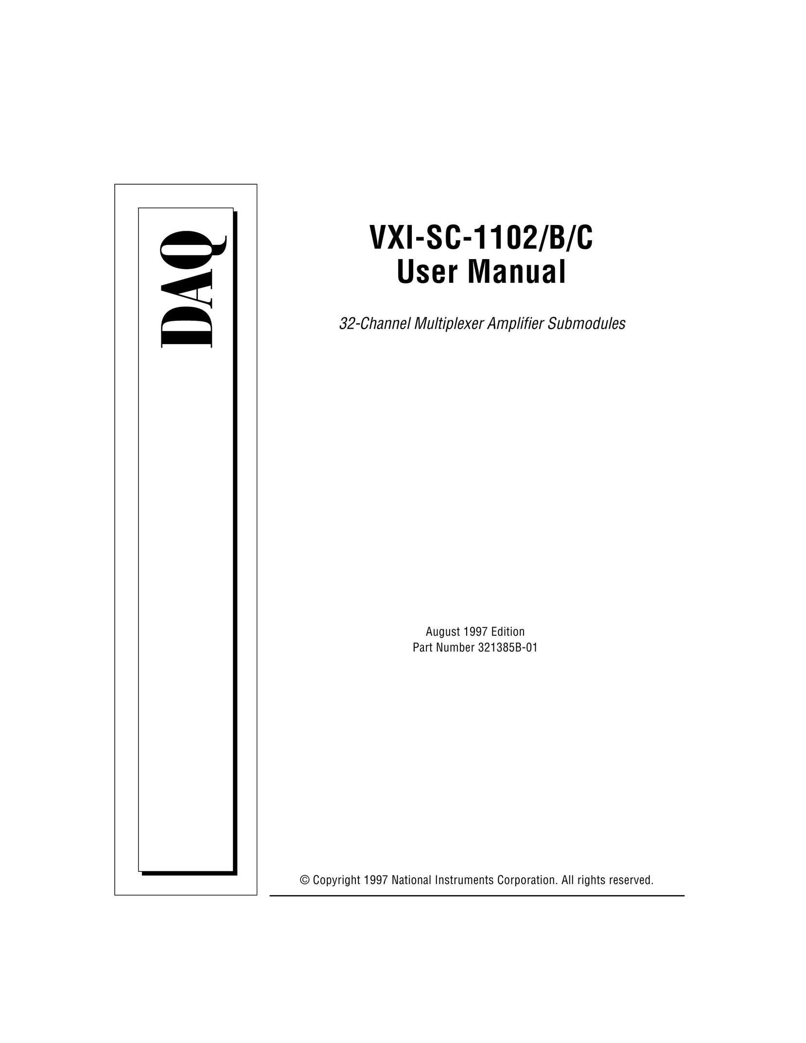 National Instruments VXI-SC-1102 Stereo Amplifier User Manual