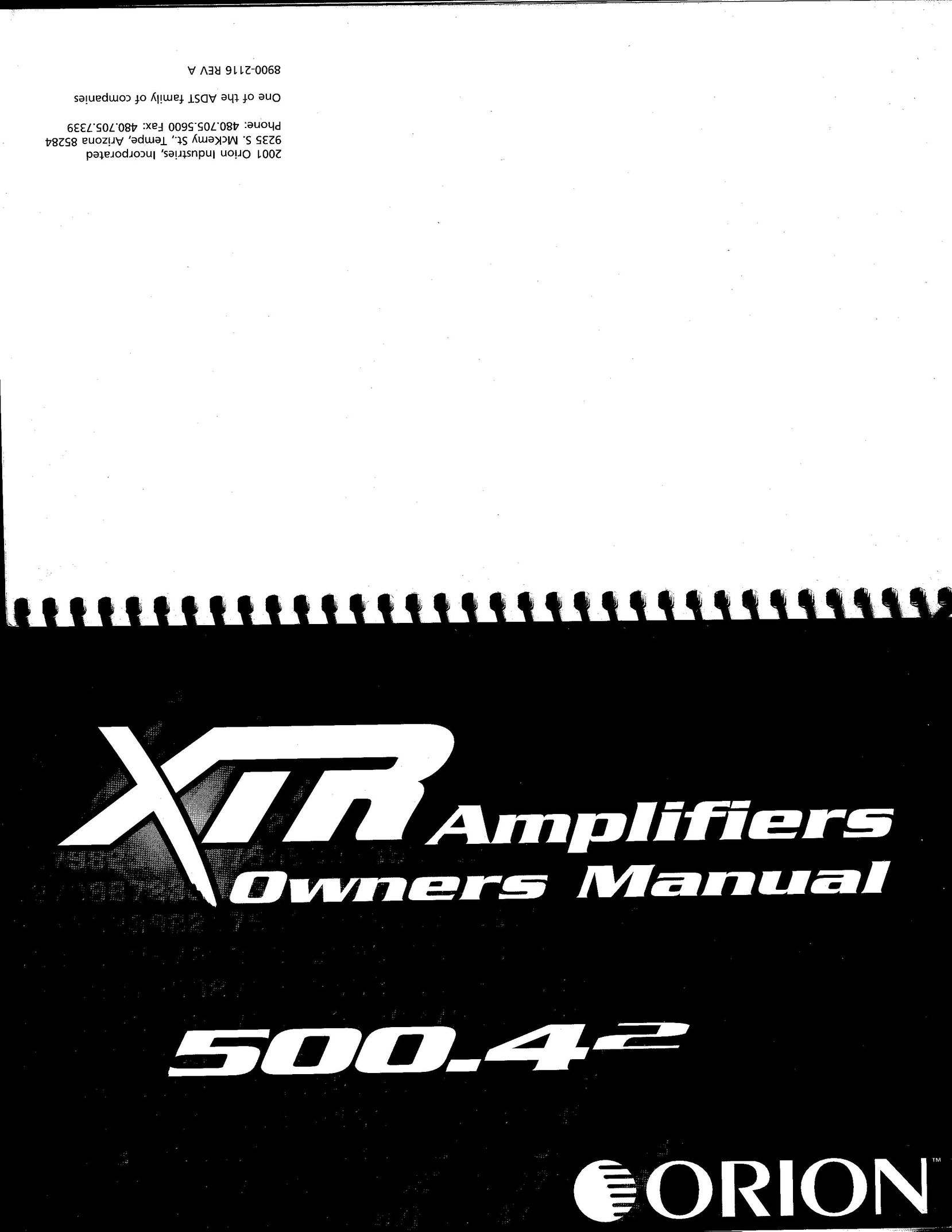 Orion Car Audio 500.42 Stereo Amplifier User Manual