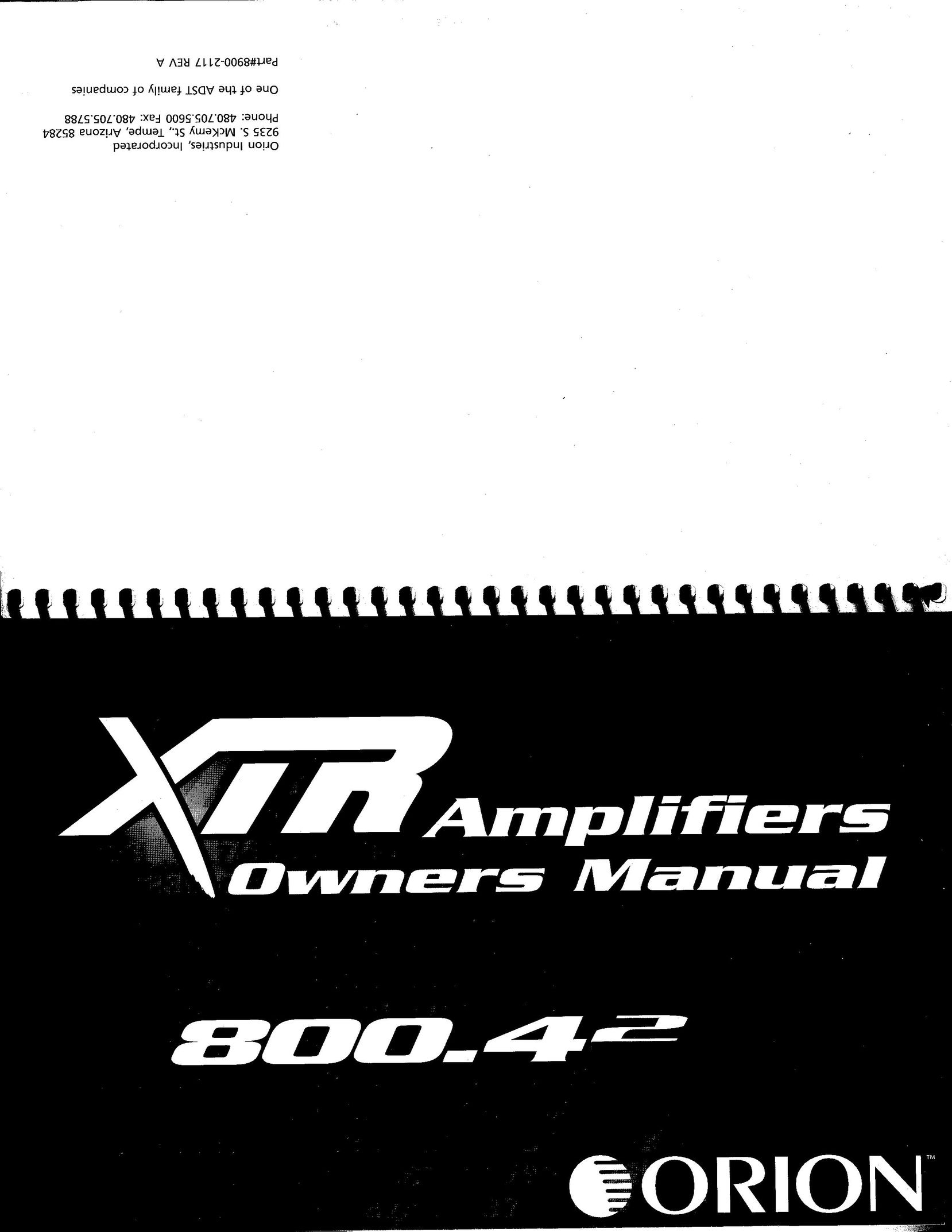 Orion Car Audio 800.4-2 Stereo Amplifier User Manual