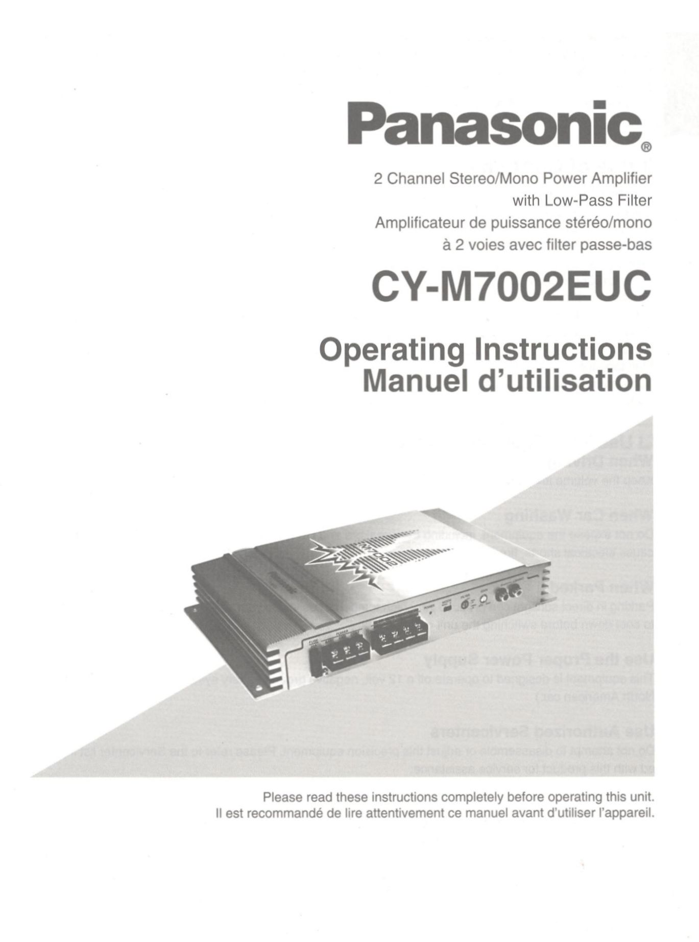 Panasonic CY-M7002EUC Stereo Amplifier User Manual