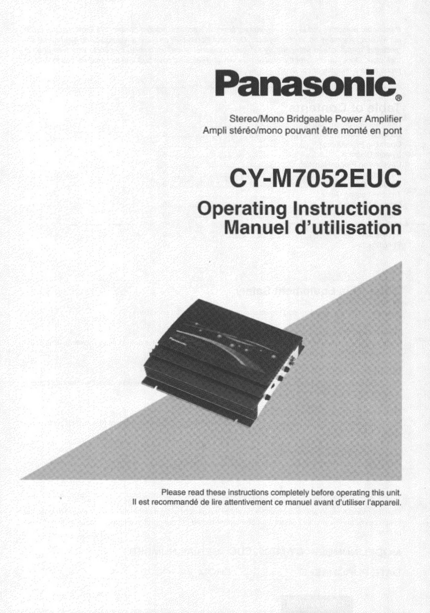 Panasonic cy-m7052euc Stereo Amplifier User Manual