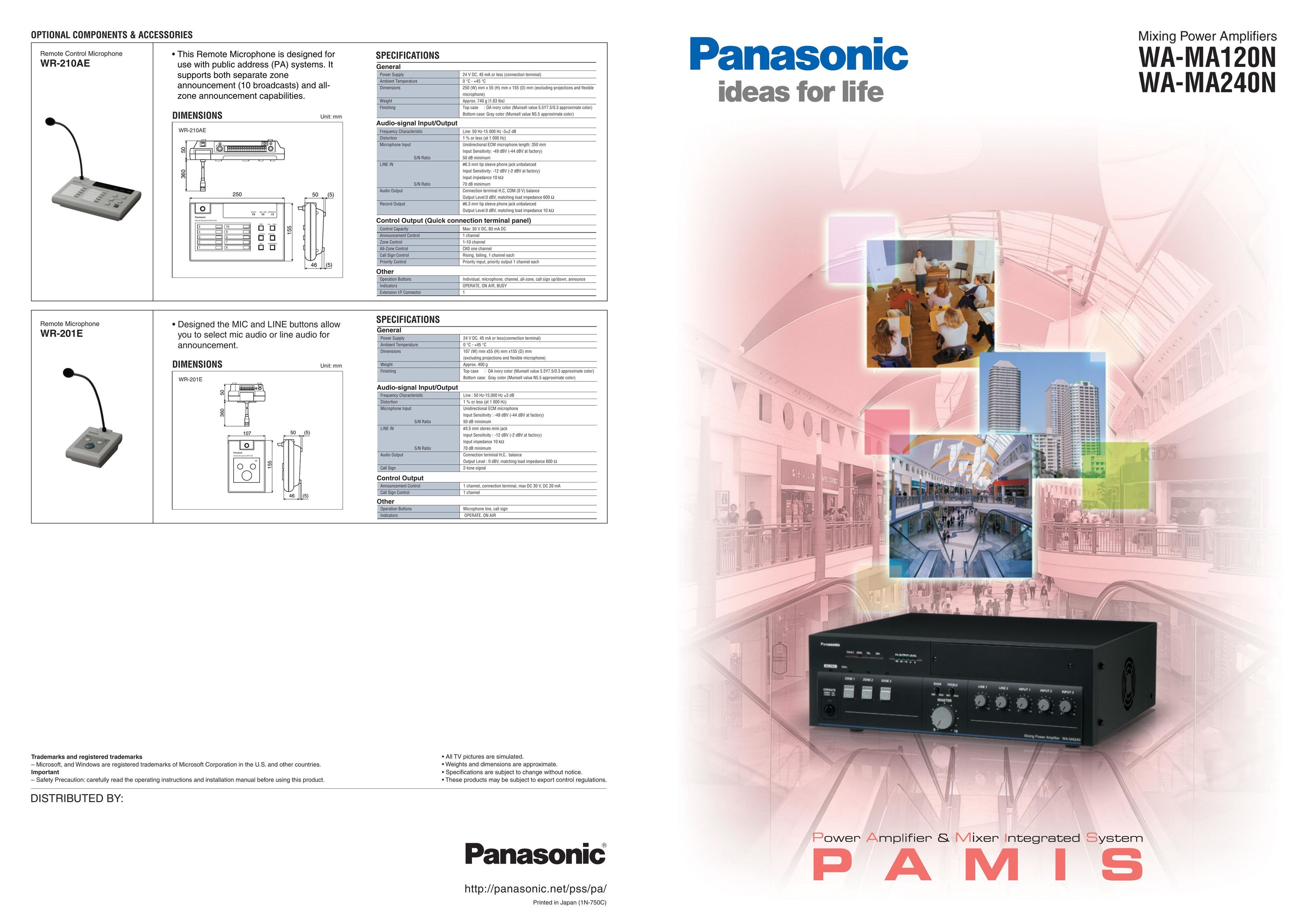 Panasonic WA-BA240N Stereo Amplifier User Manual