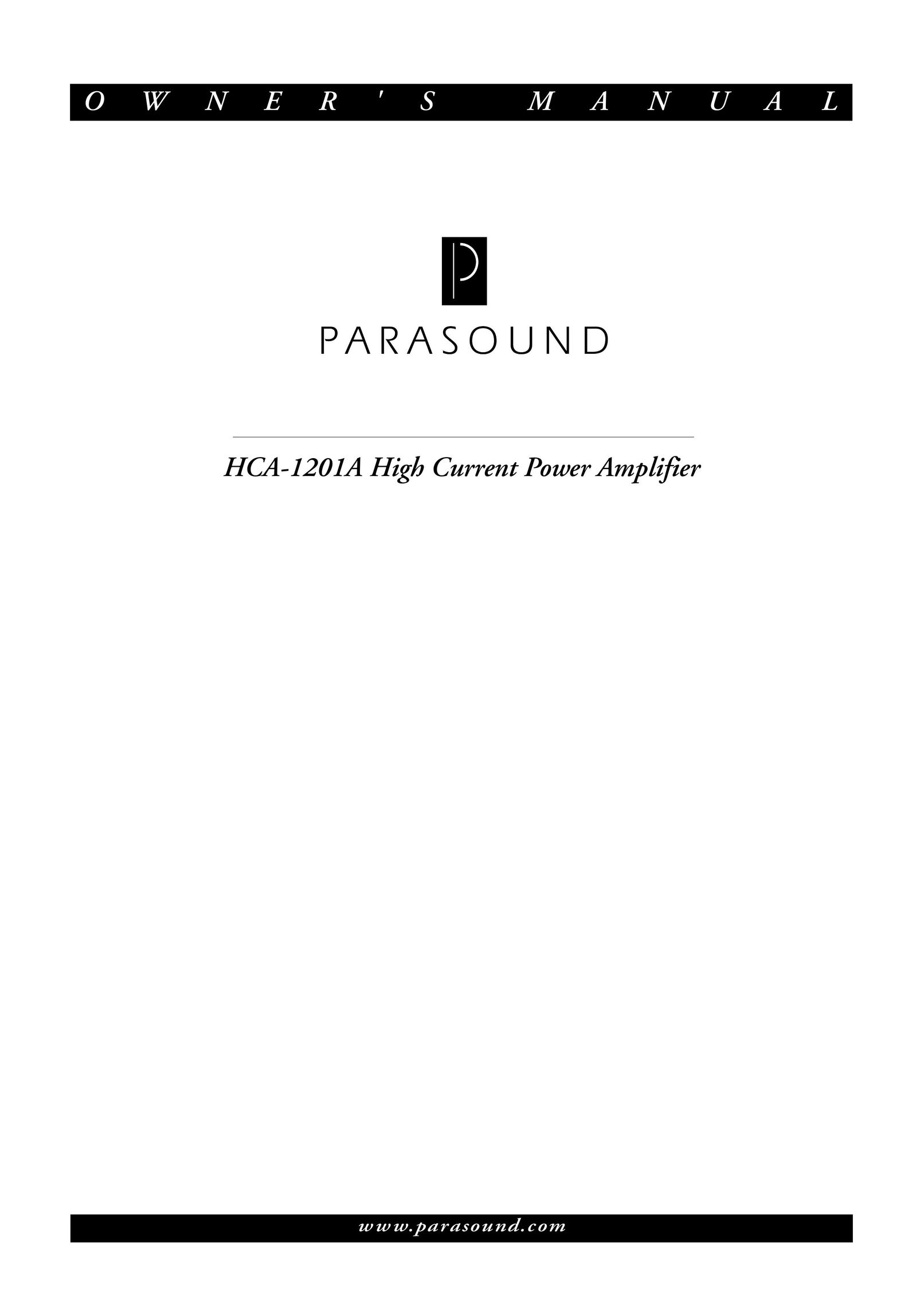 Parasound HCA-1201A Stereo Amplifier User Manual