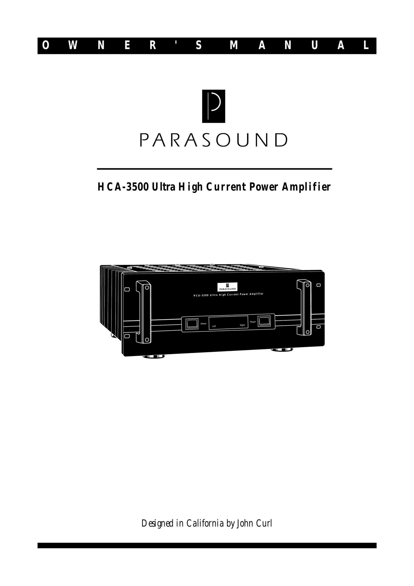 Parasound HCA-3500 Stereo Amplifier User Manual