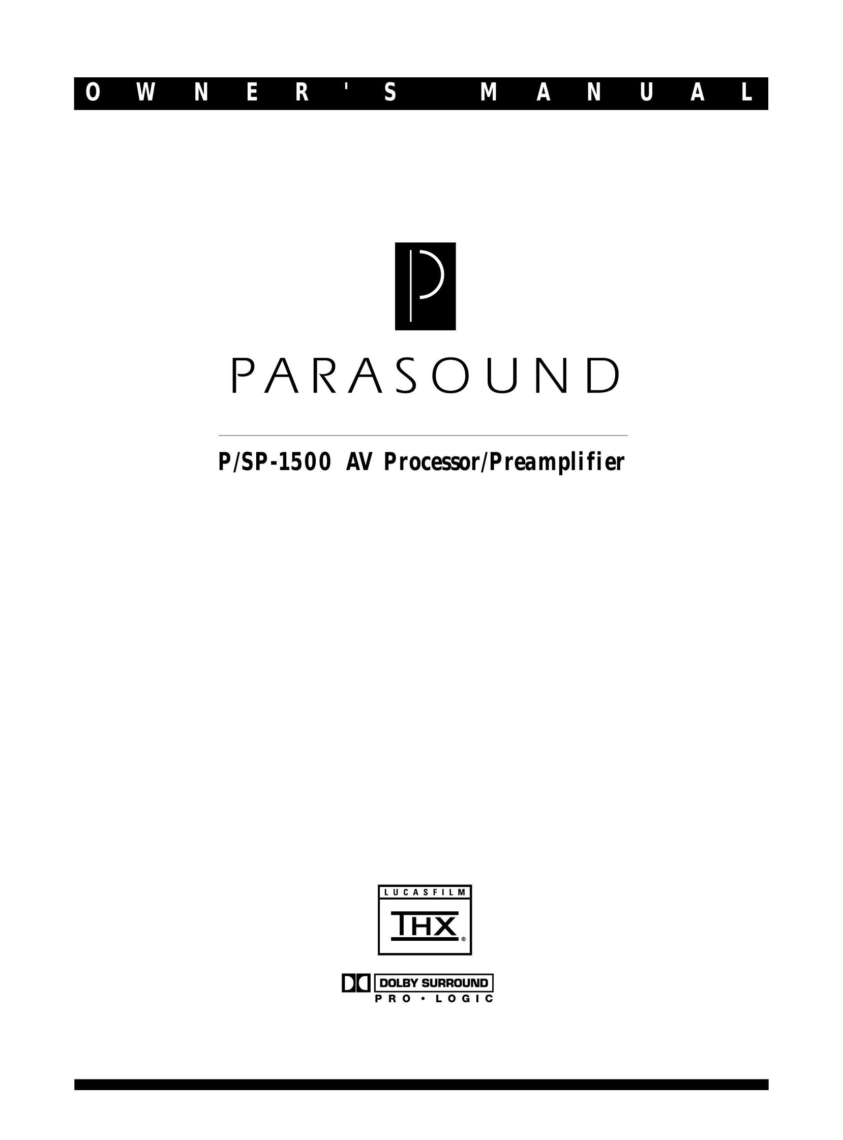 Parasound P/SP-1500 Stereo Amplifier User Manual