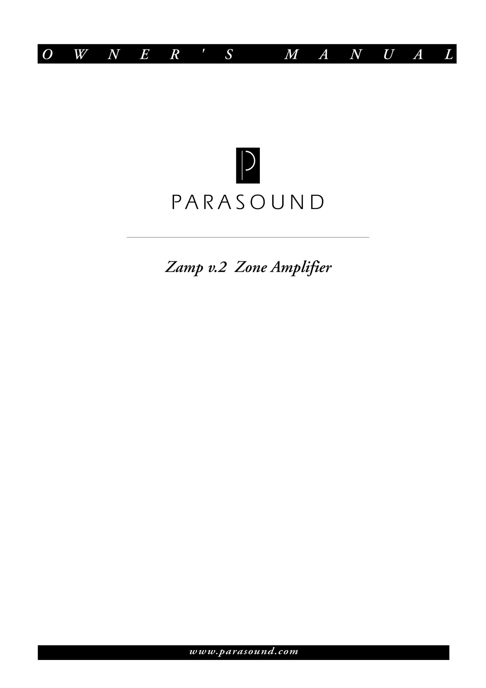 Parasound Zamp v.2 Stereo Amplifier User Manual