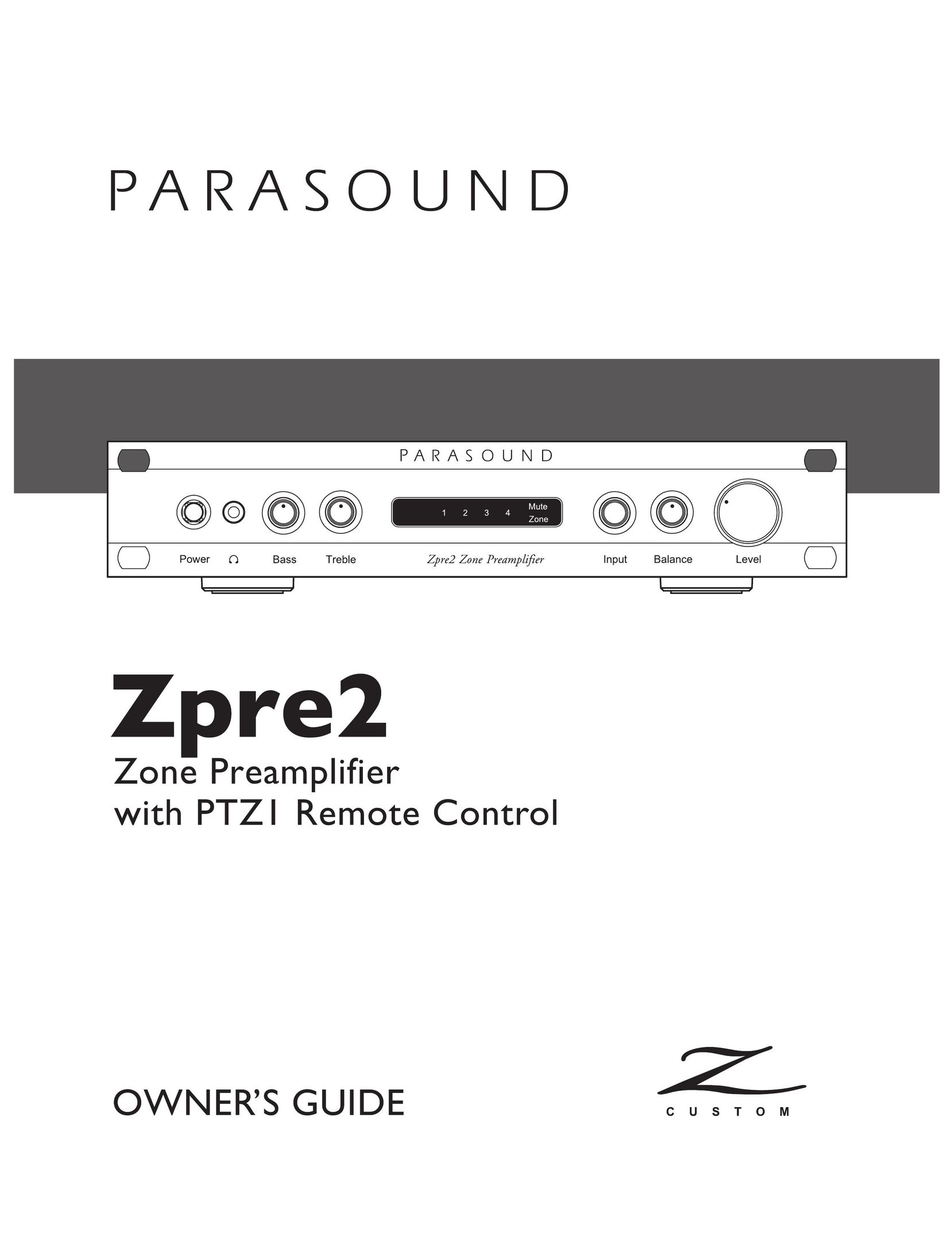 Parasound Zpre2 Stereo Amplifier User Manual