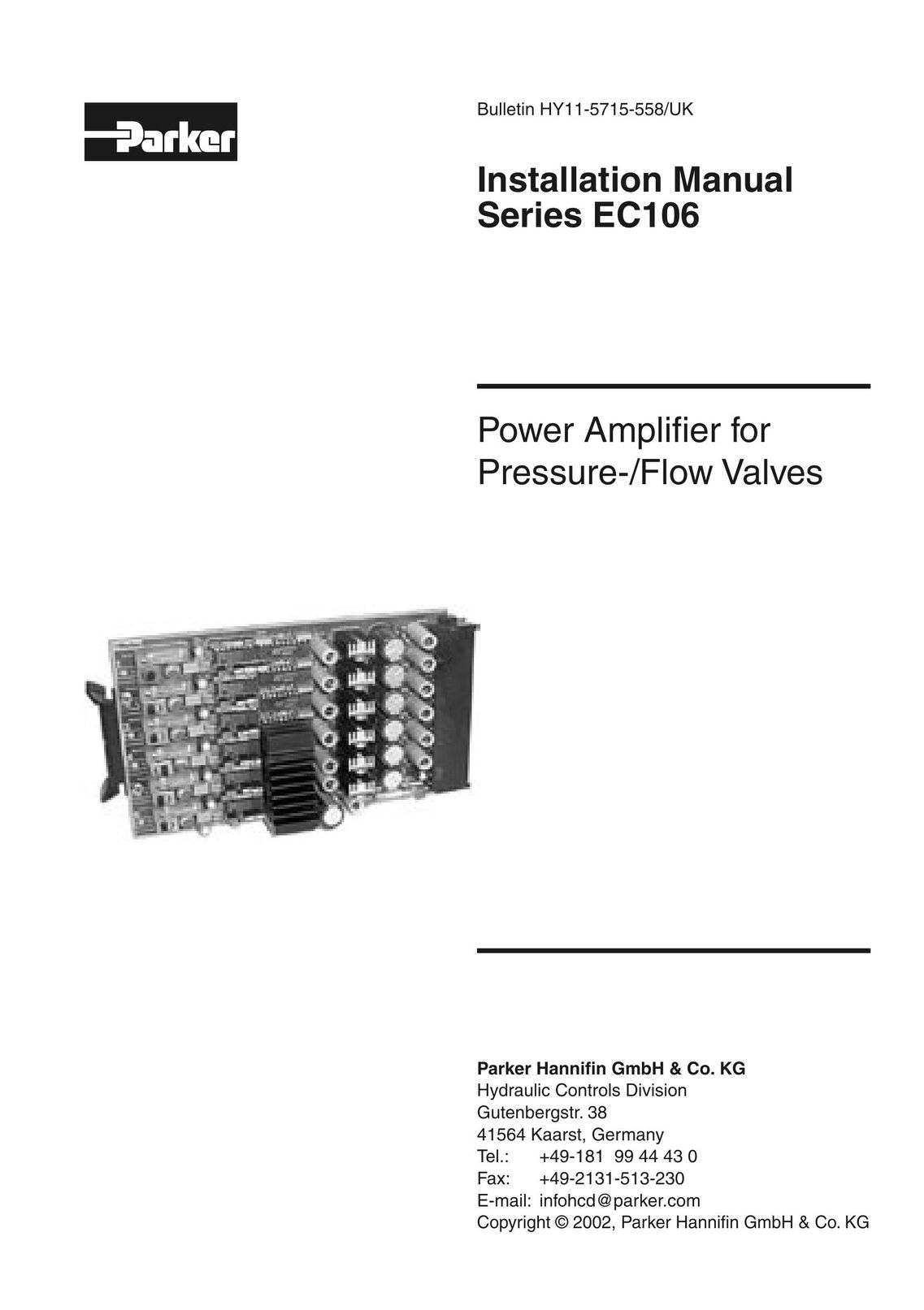 Parker Hannifin EC106 Stereo Amplifier User Manual