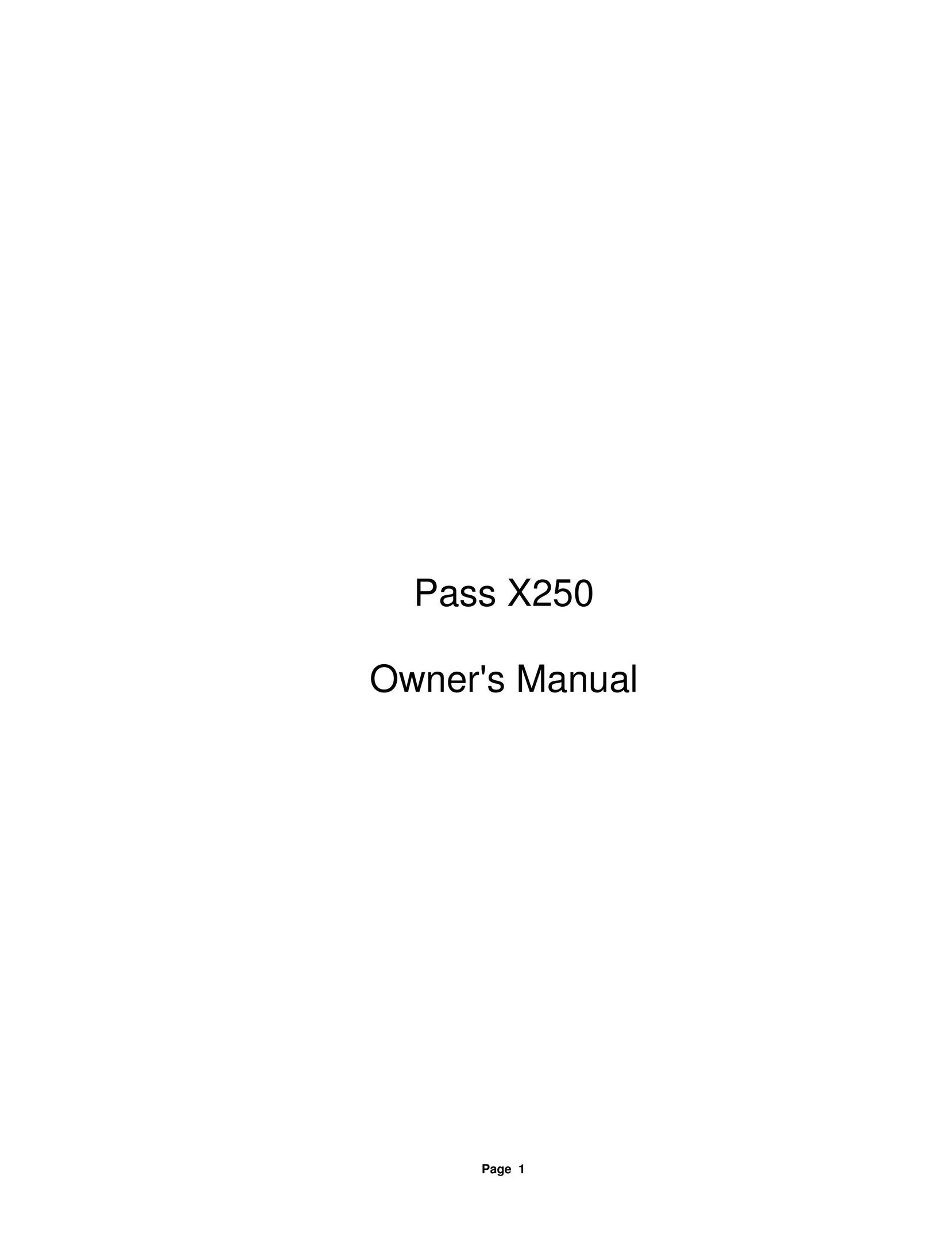 Pass Labs X250 Stereo Amplifier User Manual