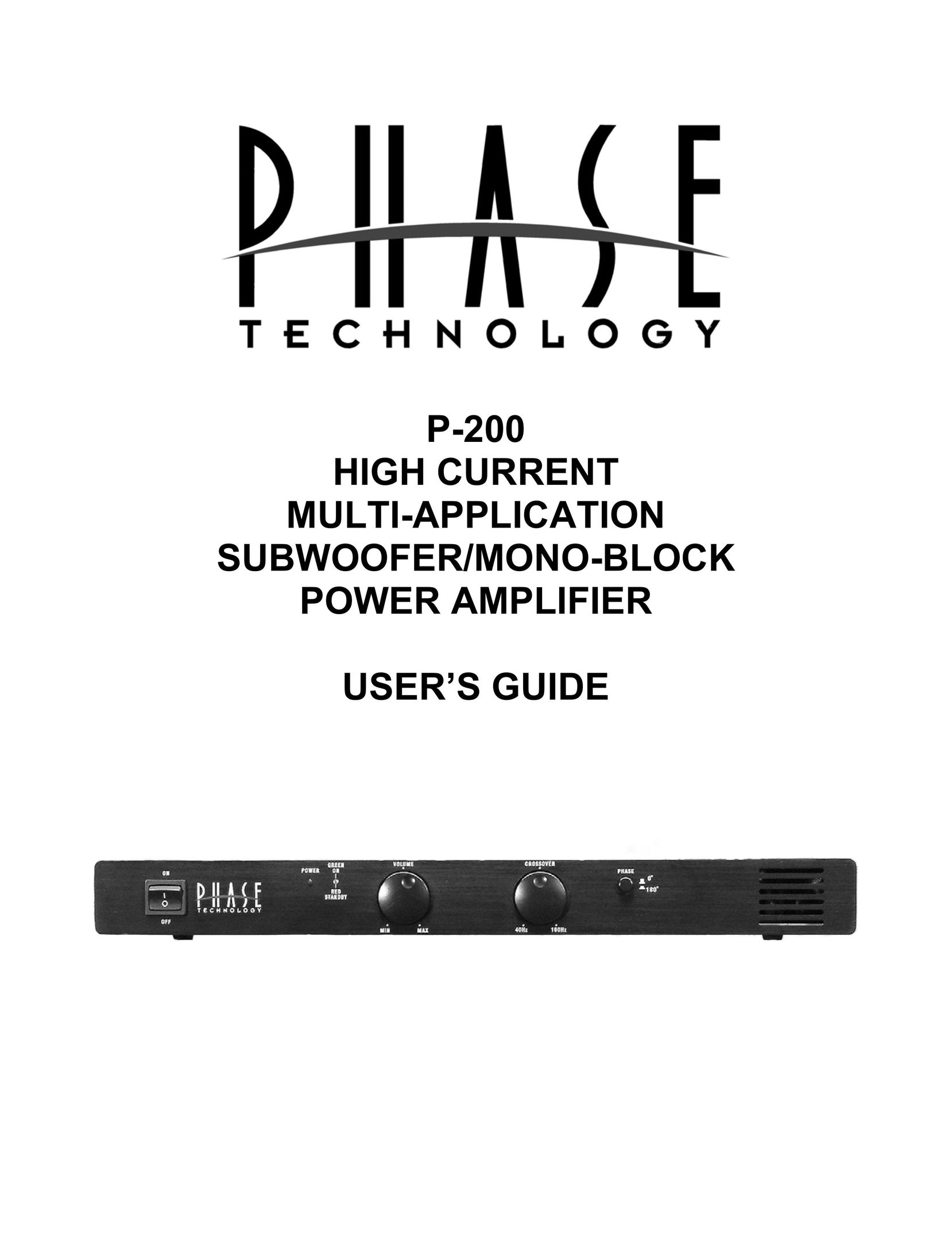 Phase Technology P-200 Stereo Amplifier User Manual