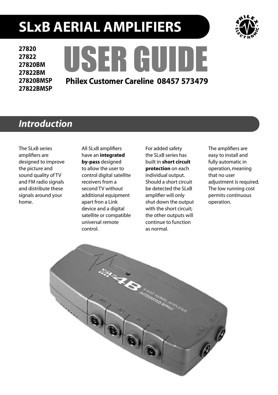 Philex SLxB Stereo Amplifier User Manual