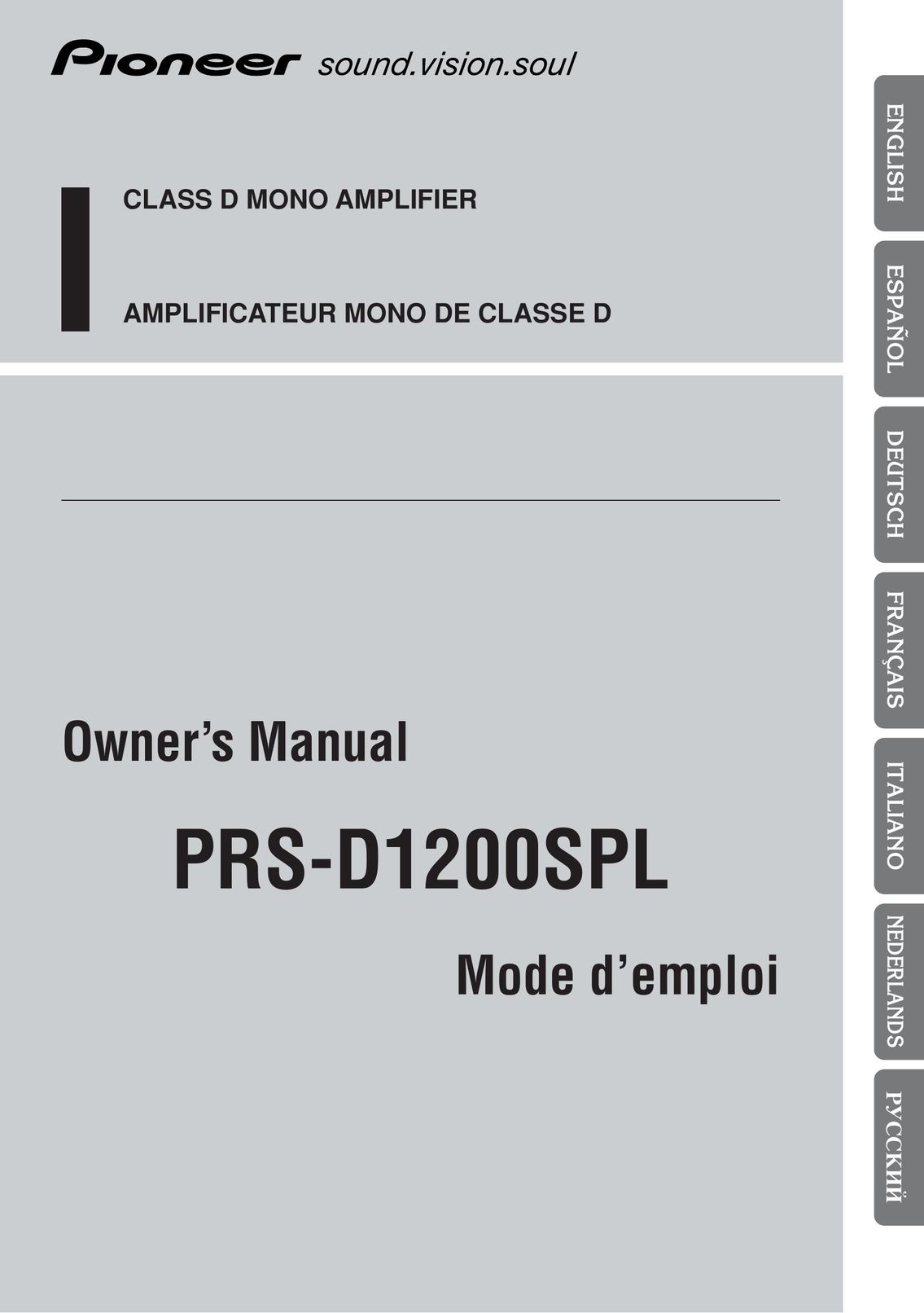 Pioneer D1200SPL Stereo Amplifier User Manual