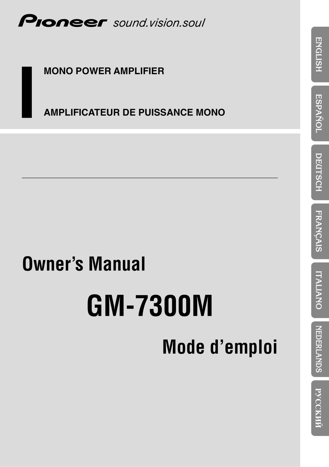Pioneer GM-7300M Stereo Amplifier User Manual