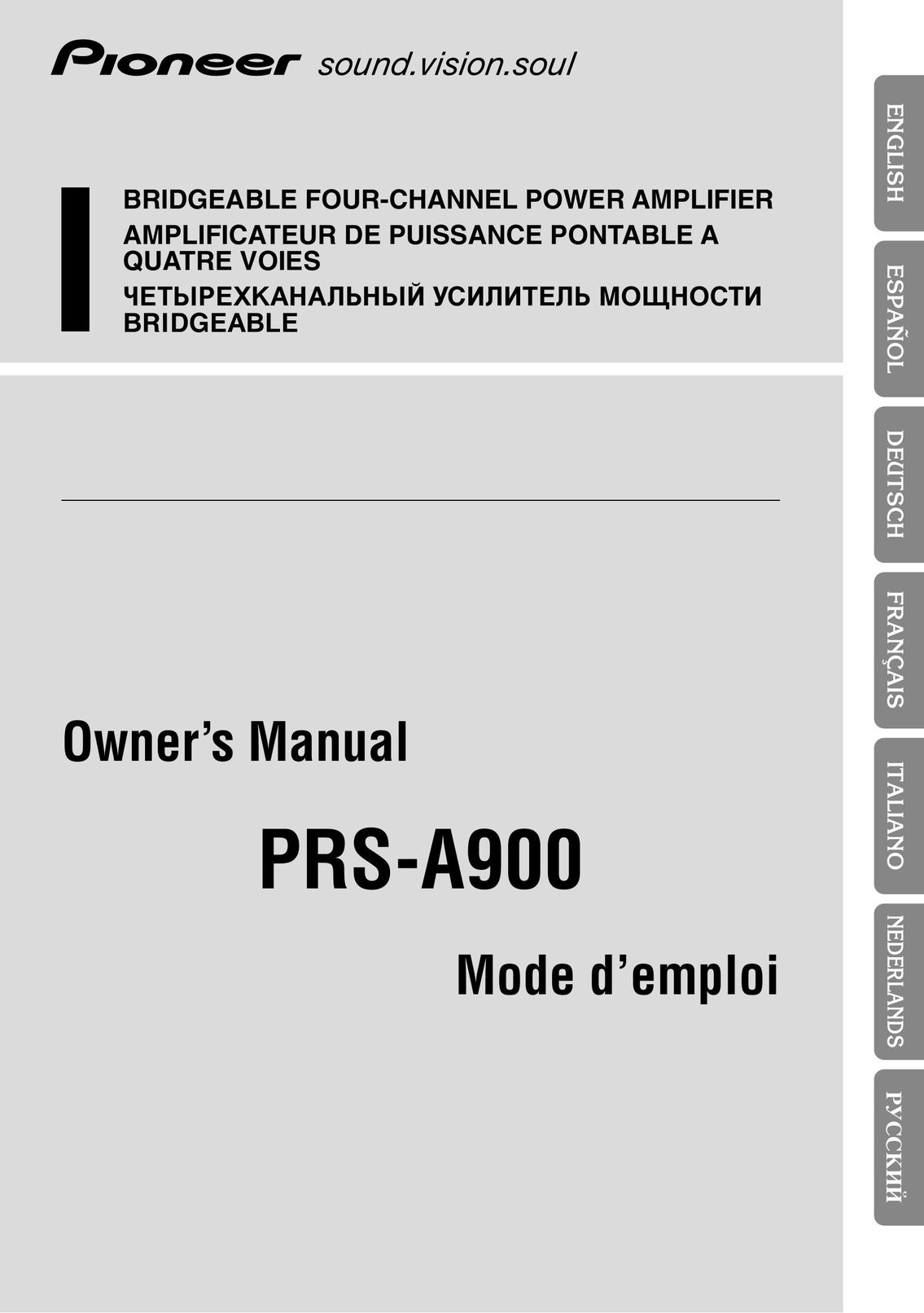 Pioneer PRS-A900 Stereo Amplifier User Manual