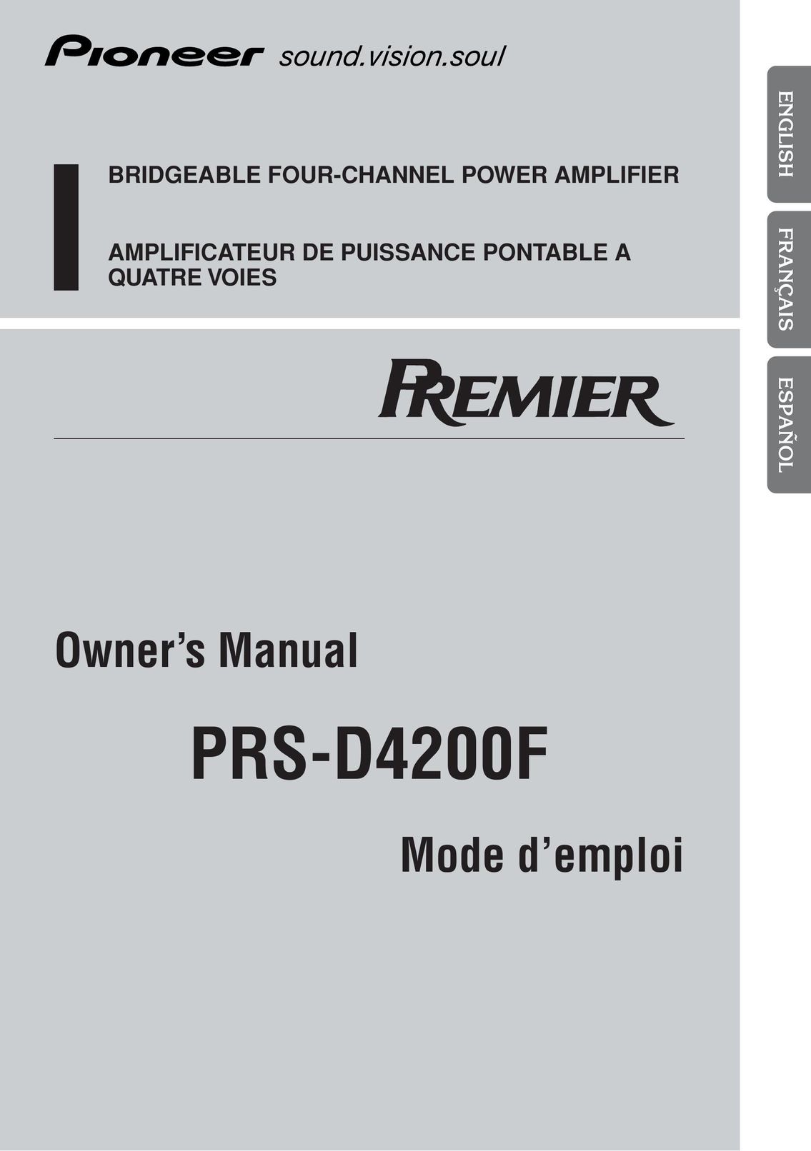 Pioneer PRS-D4200F Stereo Amplifier User Manual