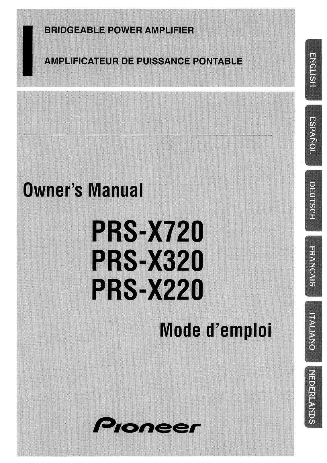 Pioneer PRS-X220 Stereo Amplifier User Manual
