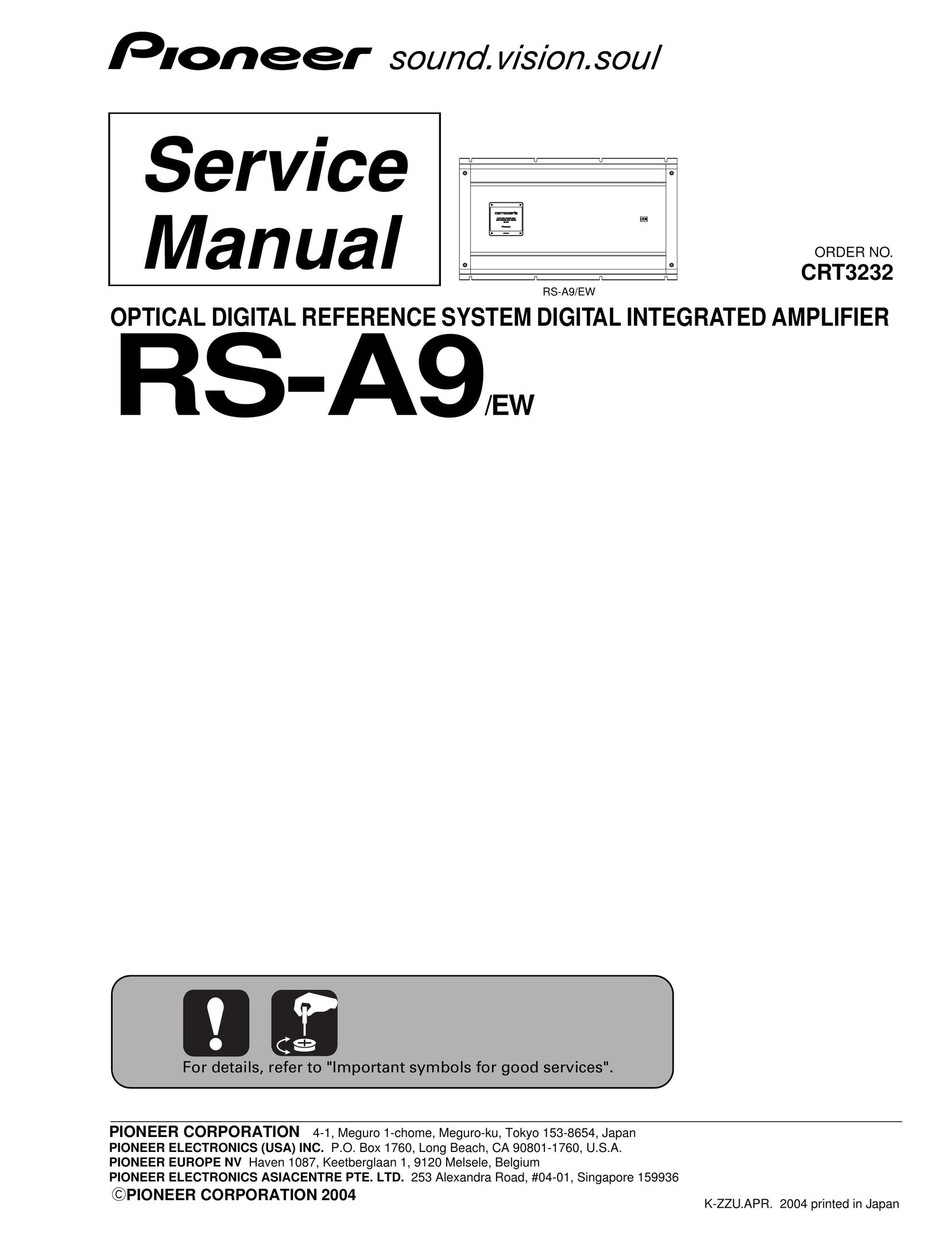 Pioneer RS-A9/EW Stereo Amplifier User Manual