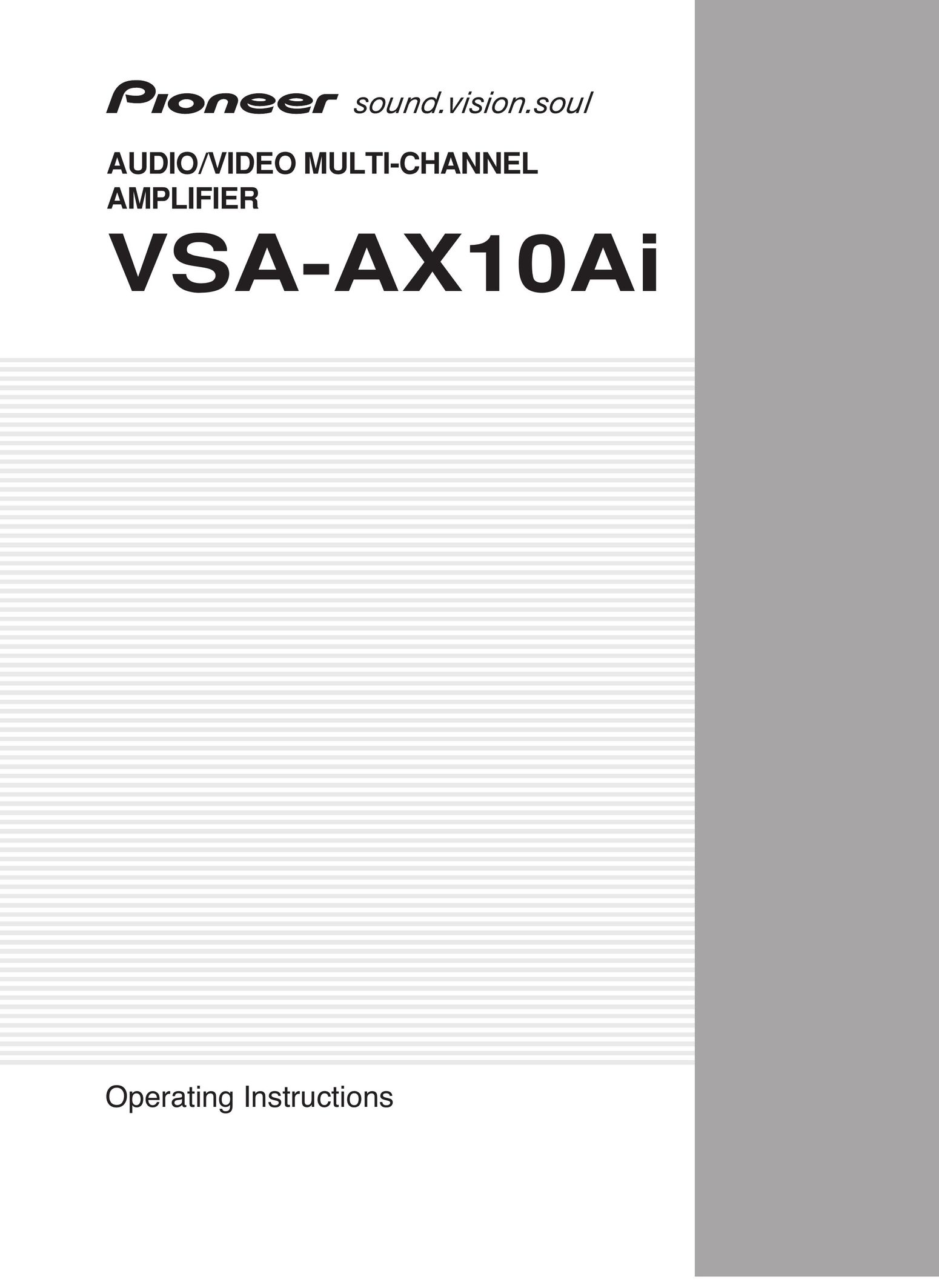 Pioneer VSA-AX10Ai Stereo Amplifier User Manual