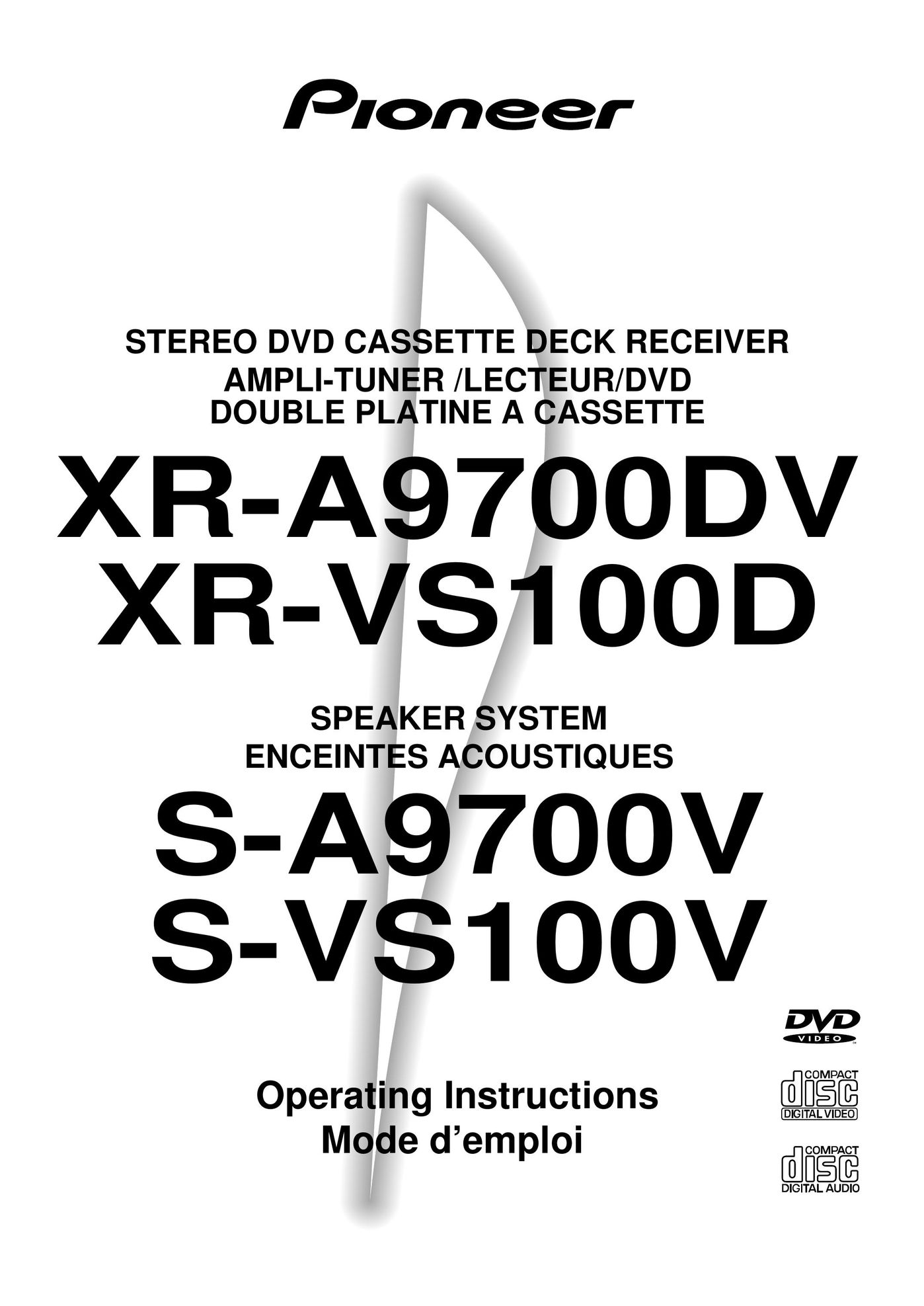 Pioneer XR-VS100D Stereo Amplifier User Manual