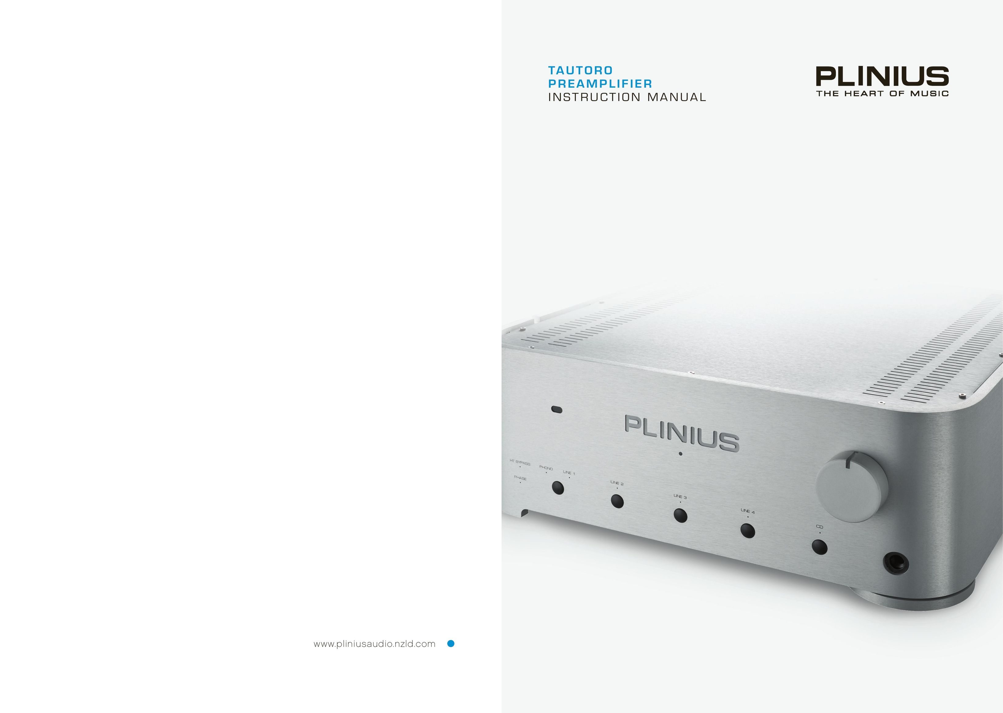 Plinius Audio Tautoro Preamplifier Stereo Amplifier User Manual