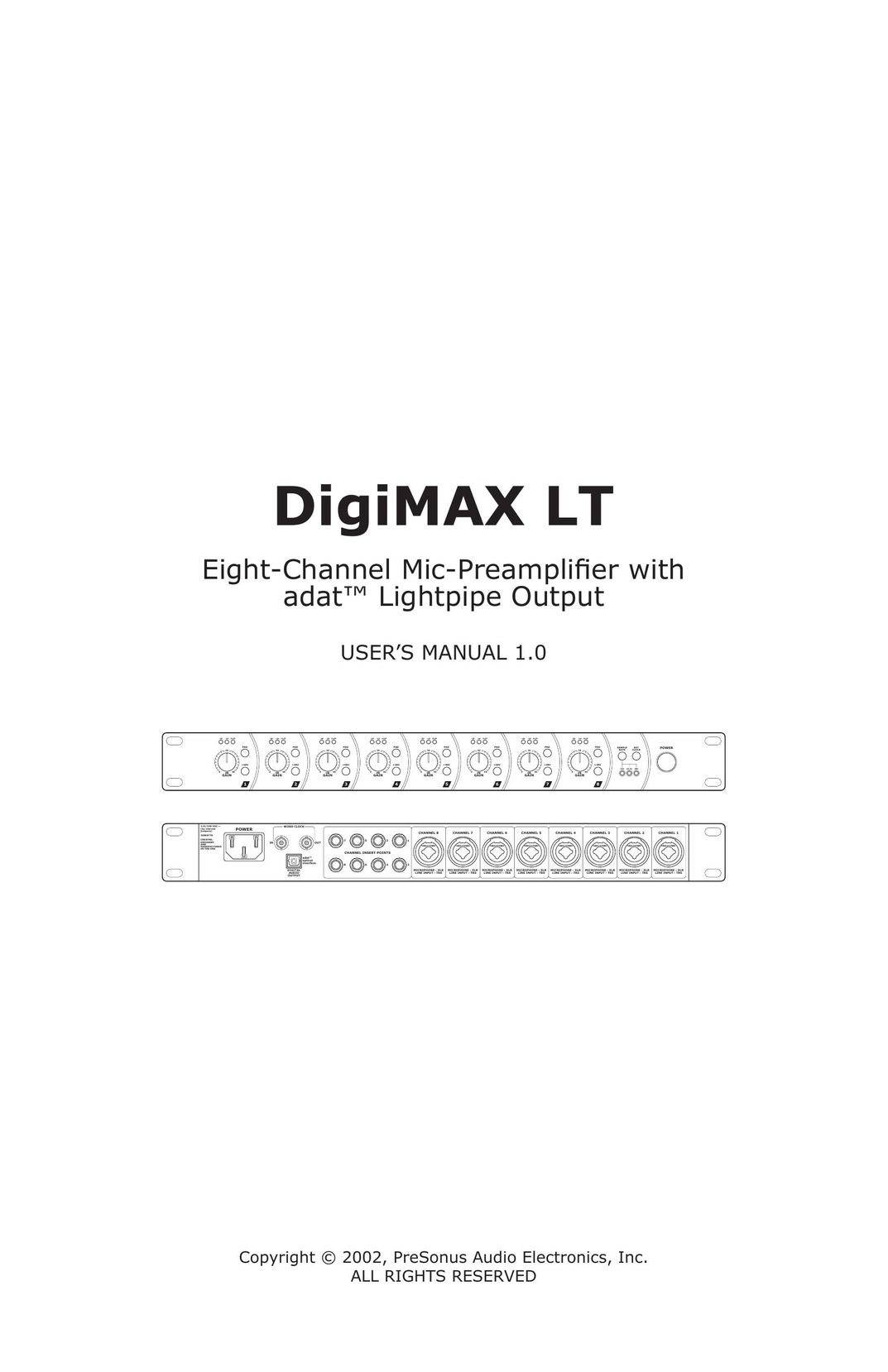 Presonus Audio electronic DigiMAX LT Stereo Amplifier User Manual