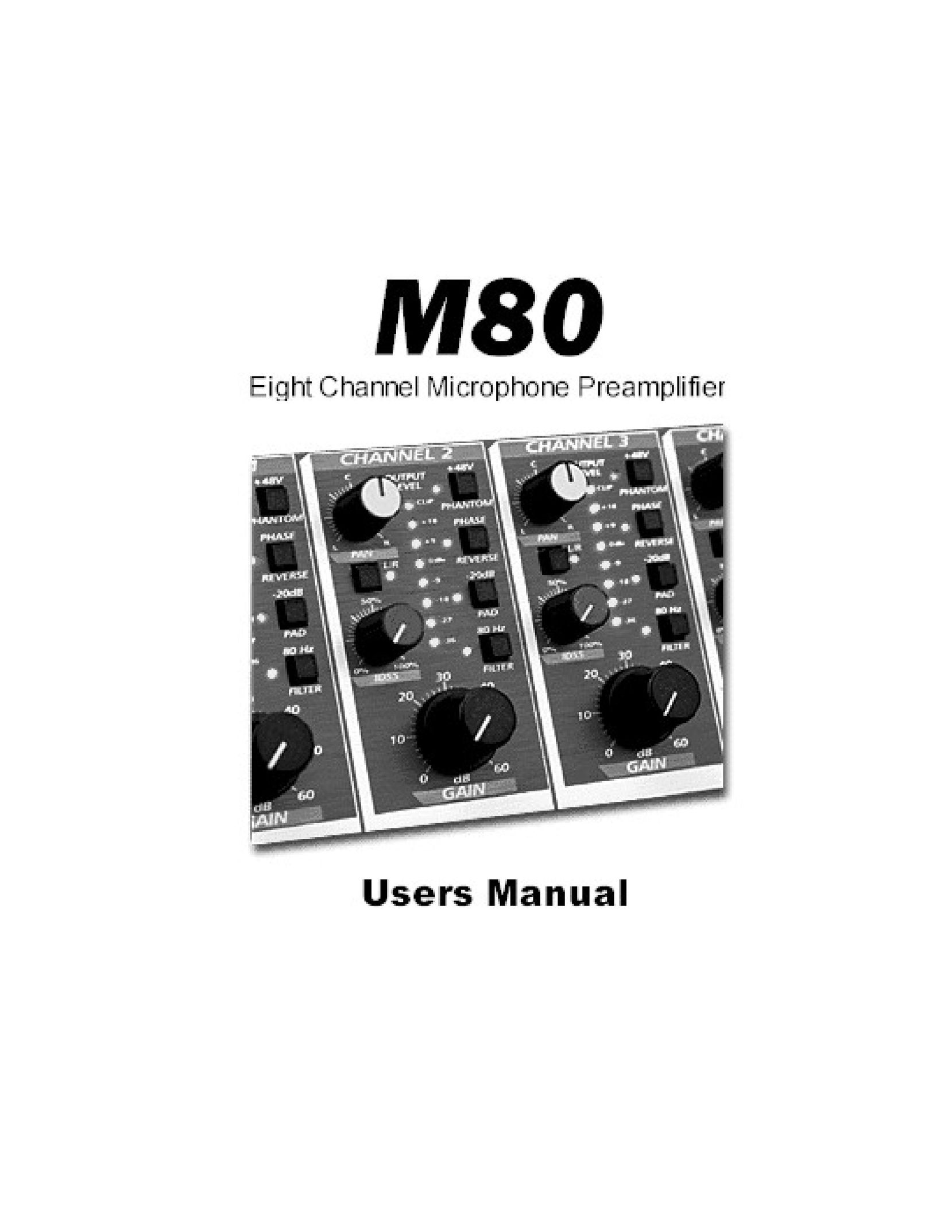 Presonus Audio electronic M80 Stereo Amplifier User Manual