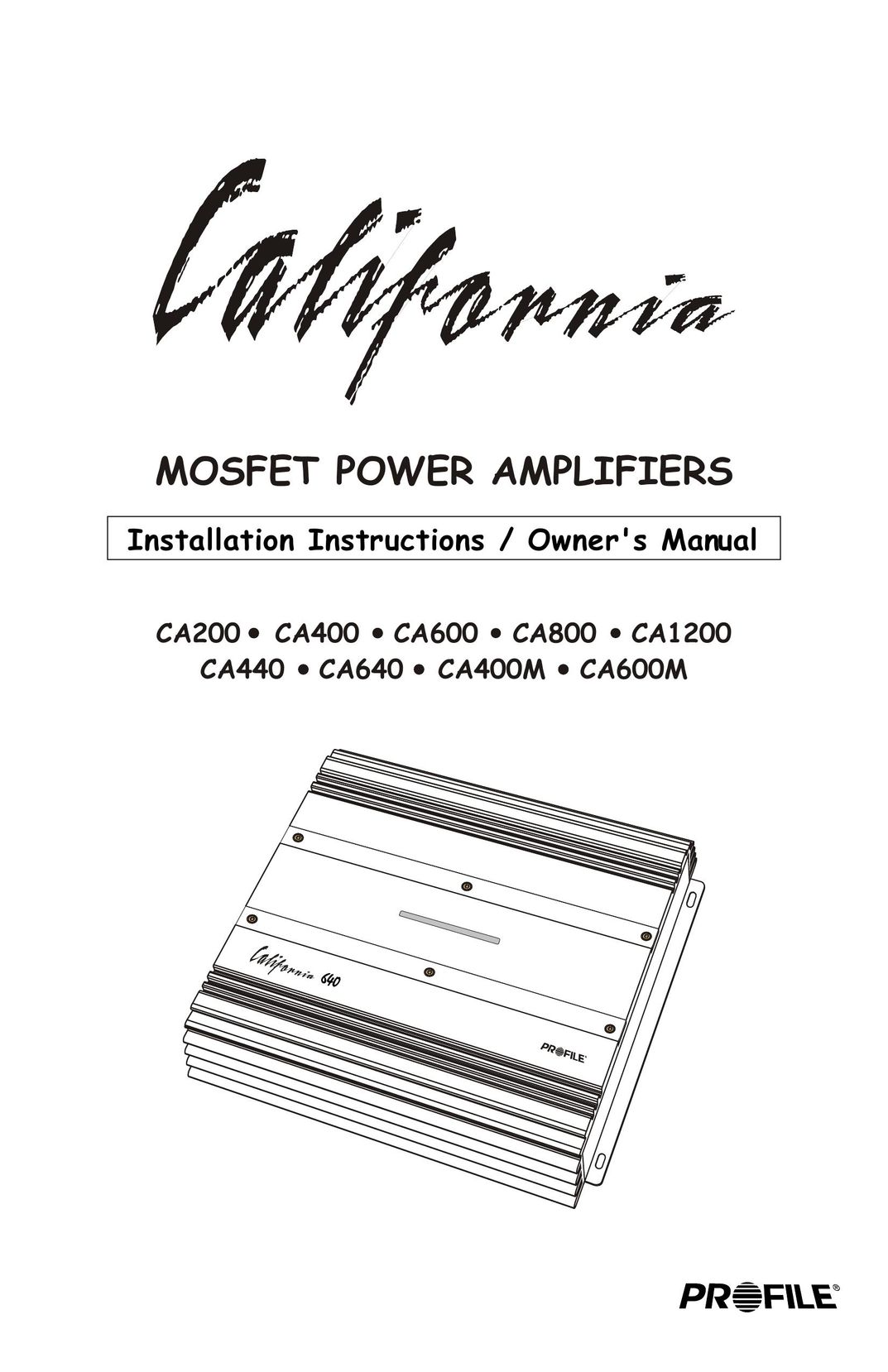 Profile CA600M Stereo Amplifier User Manual