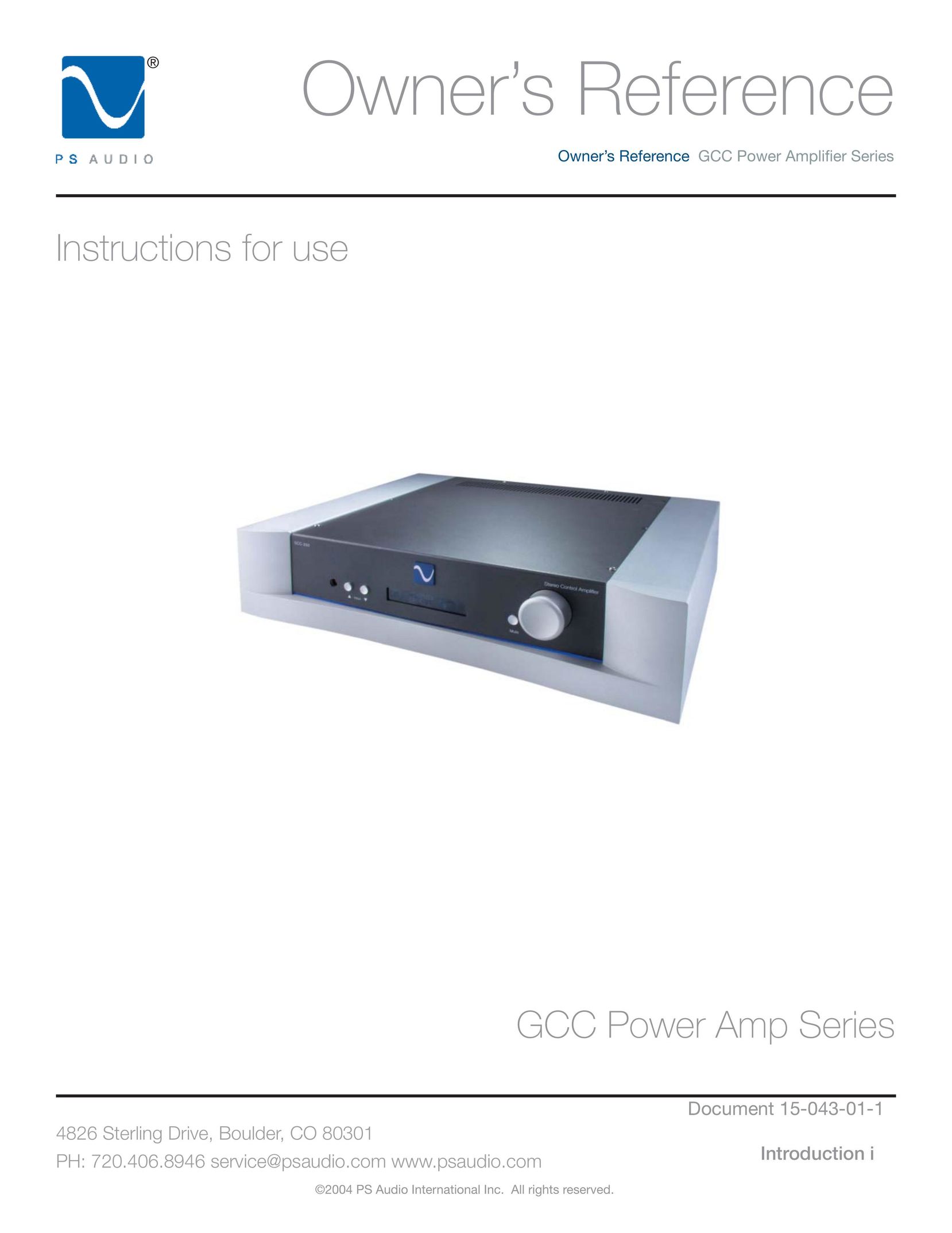 PS Audio GCC-250 Stereo Amplifier User Manual