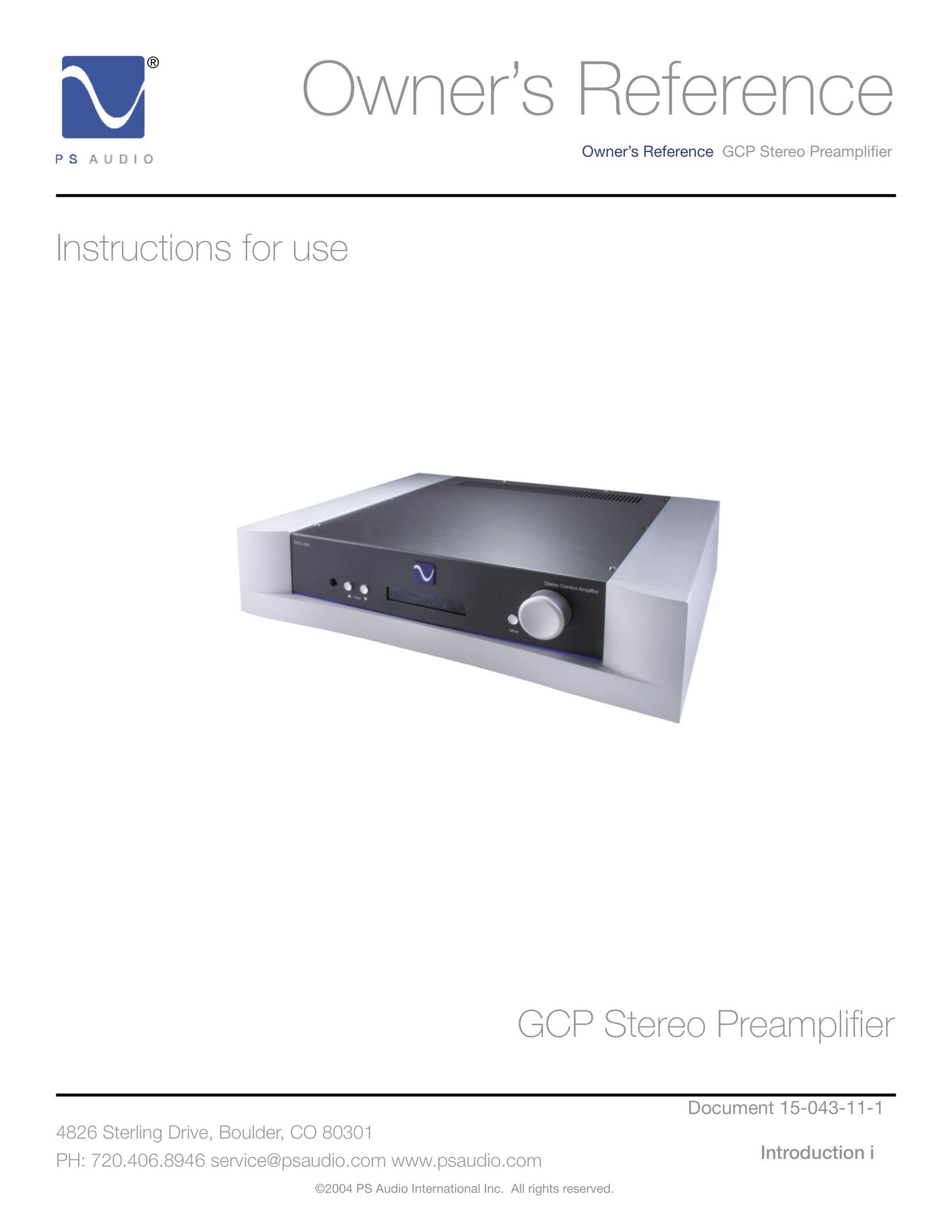PSA GCC-100 Stereo Amplifier User Manual