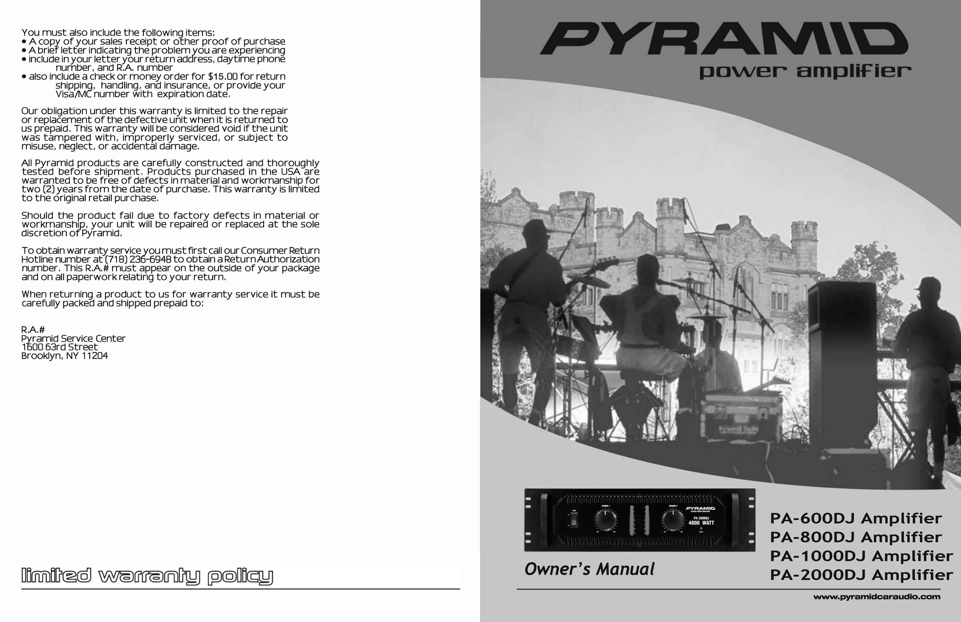 Pyramid Technologies PA-1000DJ Stereo Amplifier User Manual