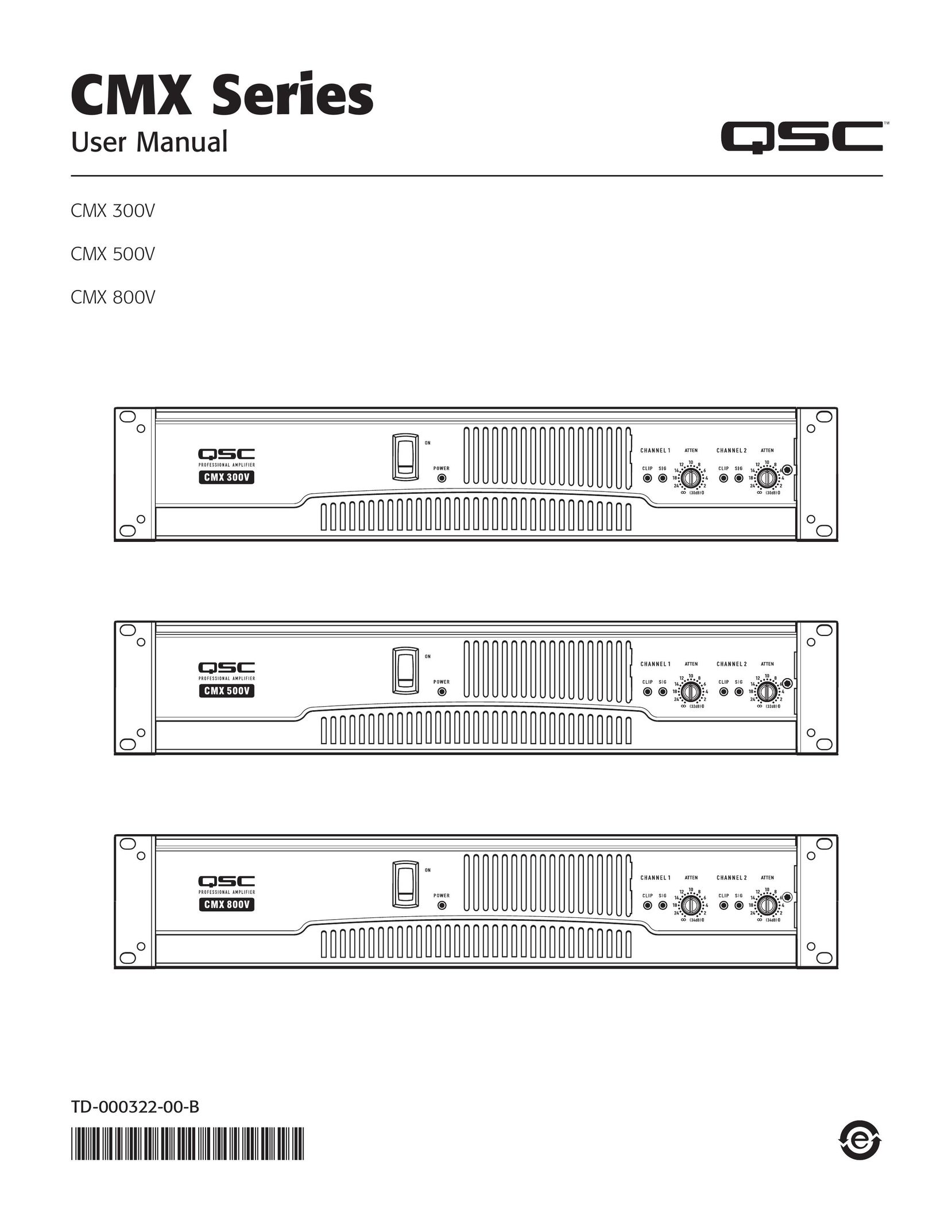 QSC Audio CMX 500V Stereo Amplifier User Manual