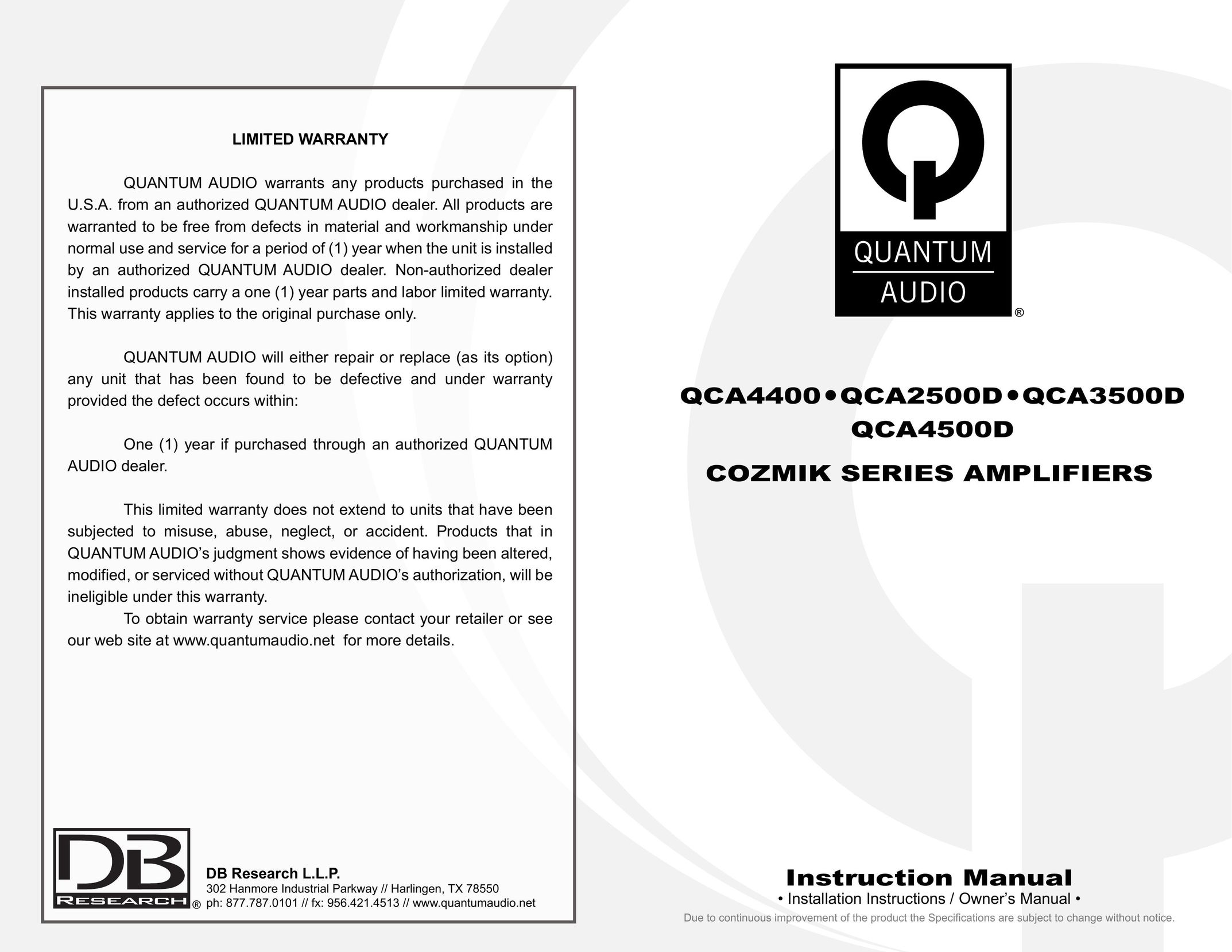 Quantum Audio QCA4400 Stereo Amplifier User Manual