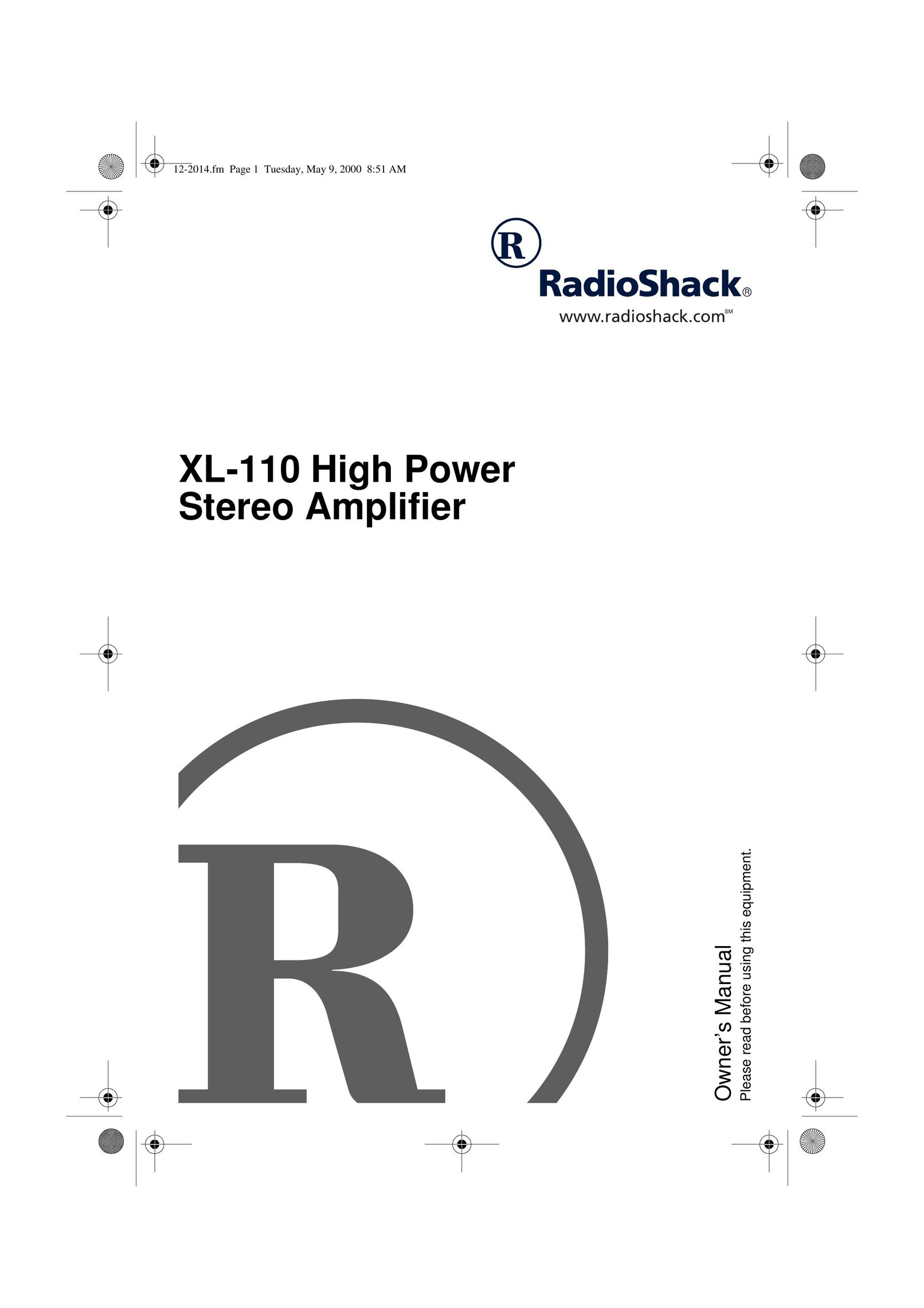 Radio Shack XL-110 Stereo Amplifier User Manual