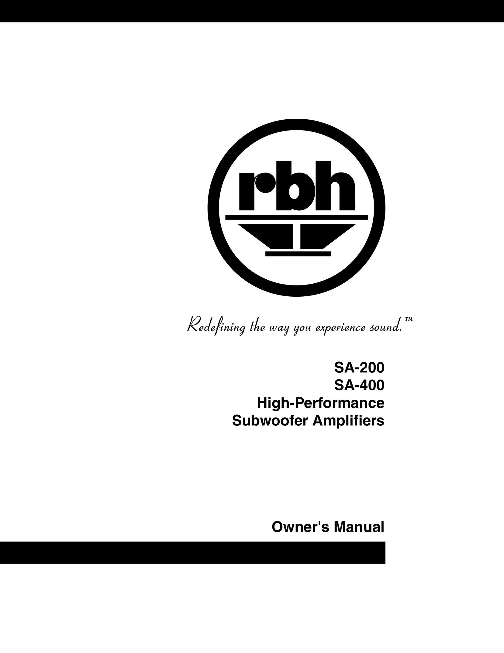 RBH Sound SA-400 Stereo Amplifier User Manual
